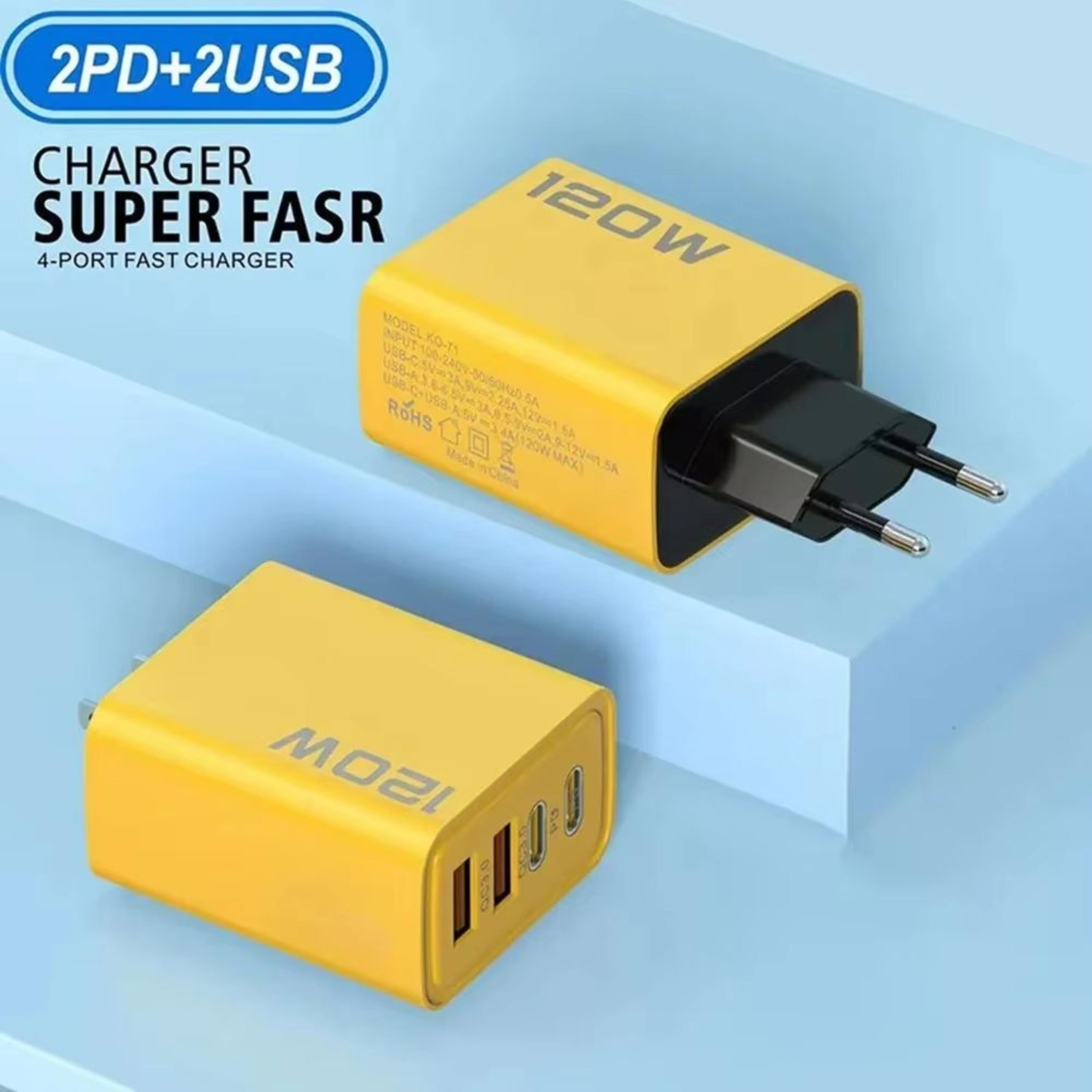120W USB C Charger 4 Port Fast Wall Adapter With Quick Charge For IPhone Samsung Xiaomi 1