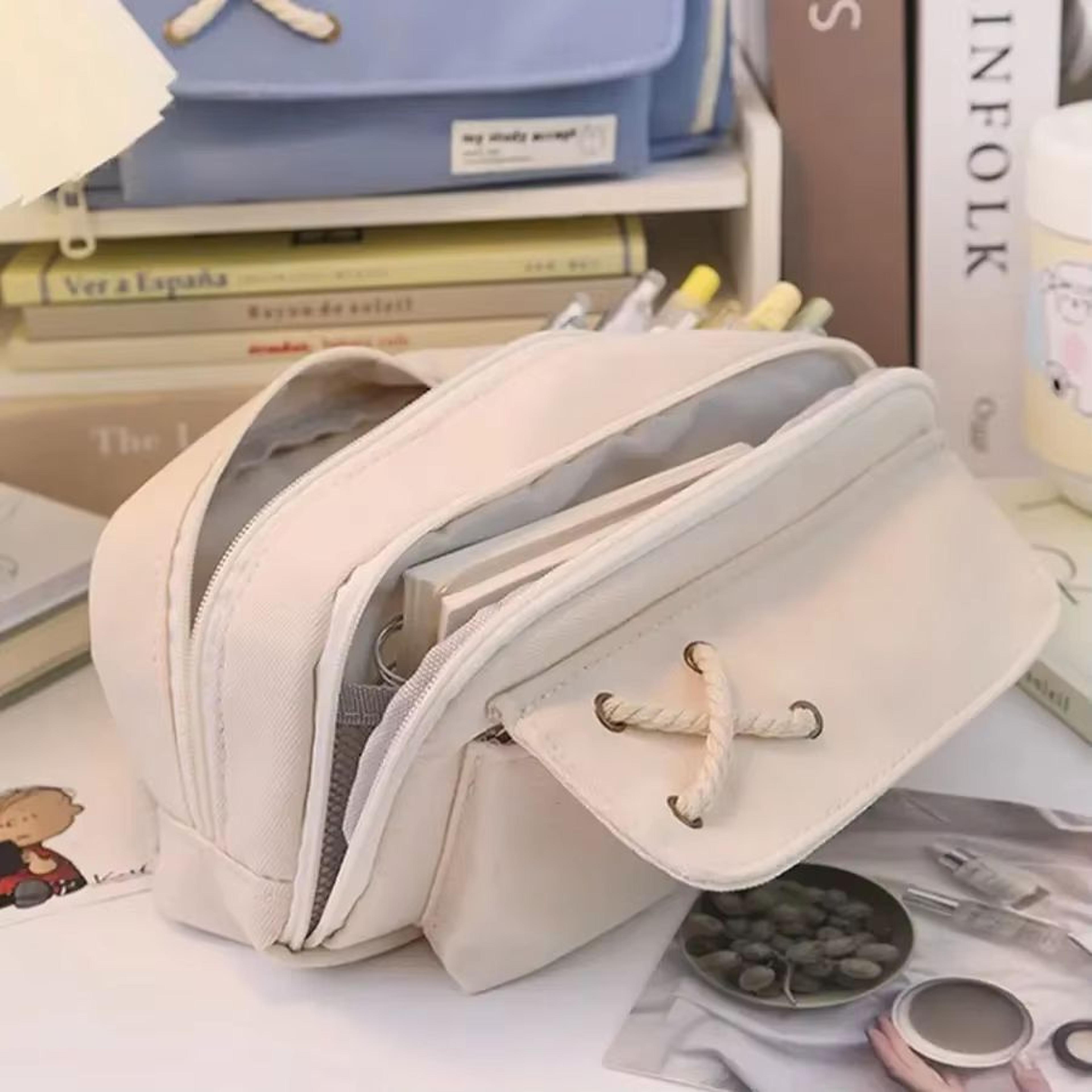INS Minimalist Large Capacity Pencil Case Student Stationery Organizer Pouch 4