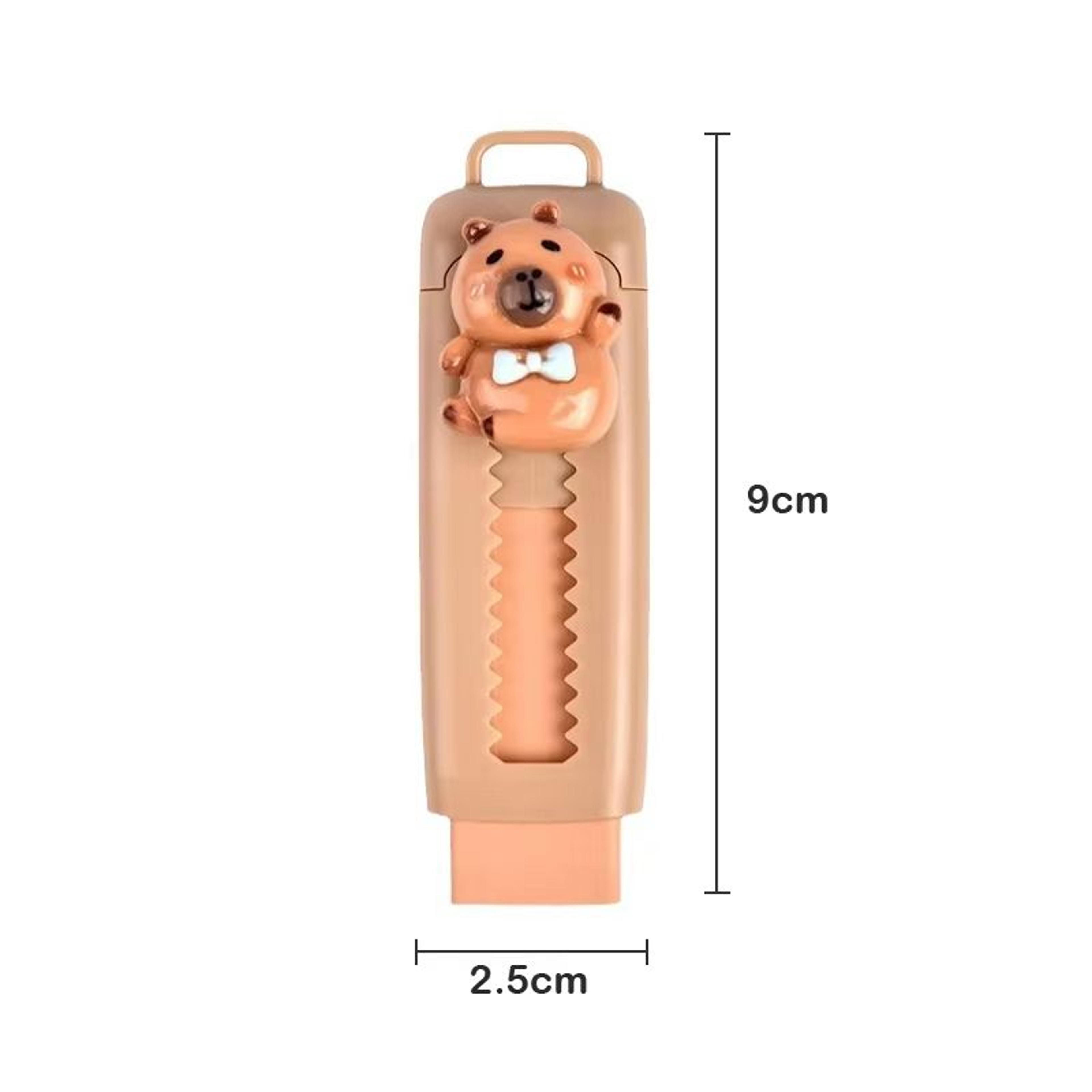 Kawaii Capybara Push Pull Eraser Cute Retractable Clean Erasing Rubber For School And Office 5