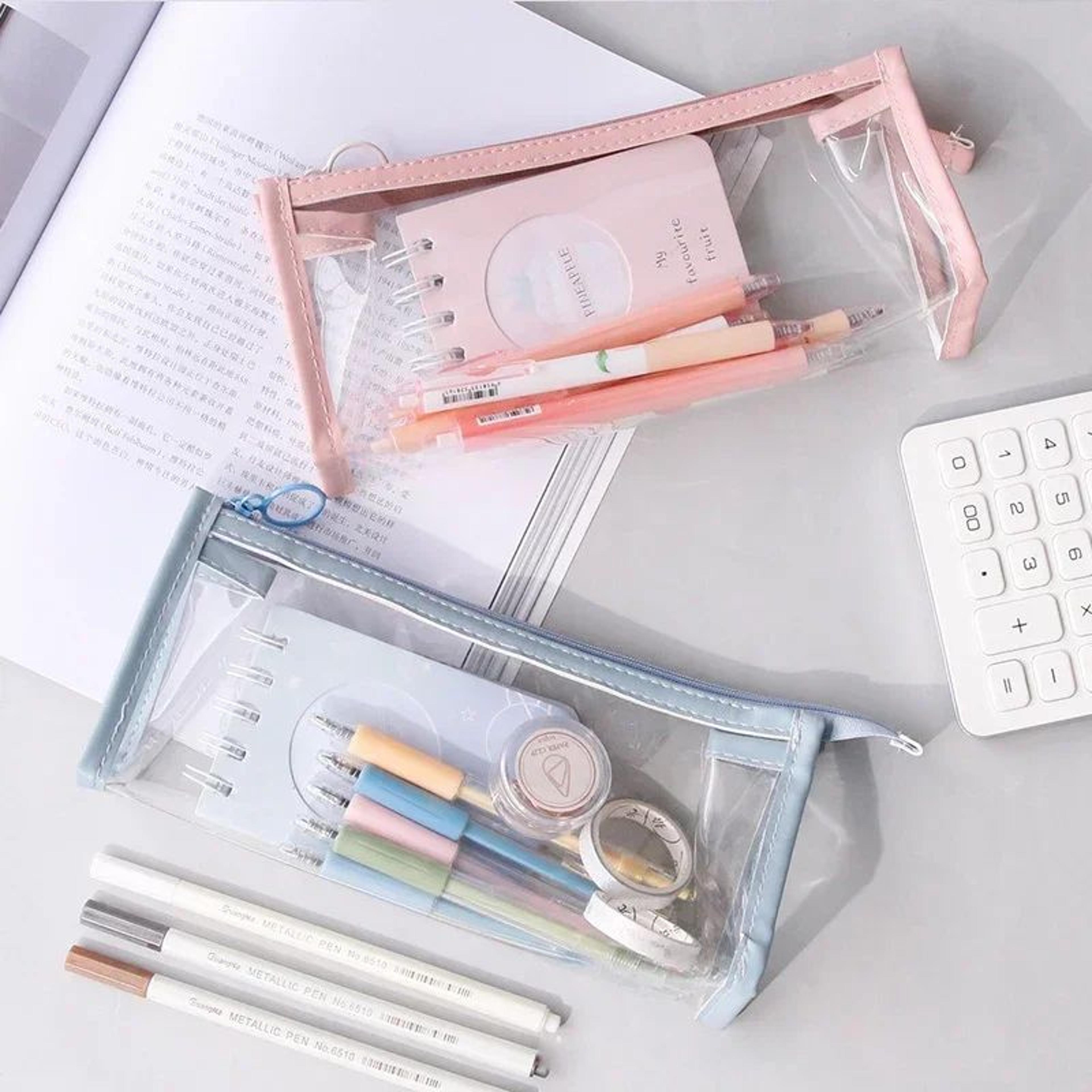 Kawaii Transparent Pencil Case Large Capacity Clear Stationery Organizer Pouch 1