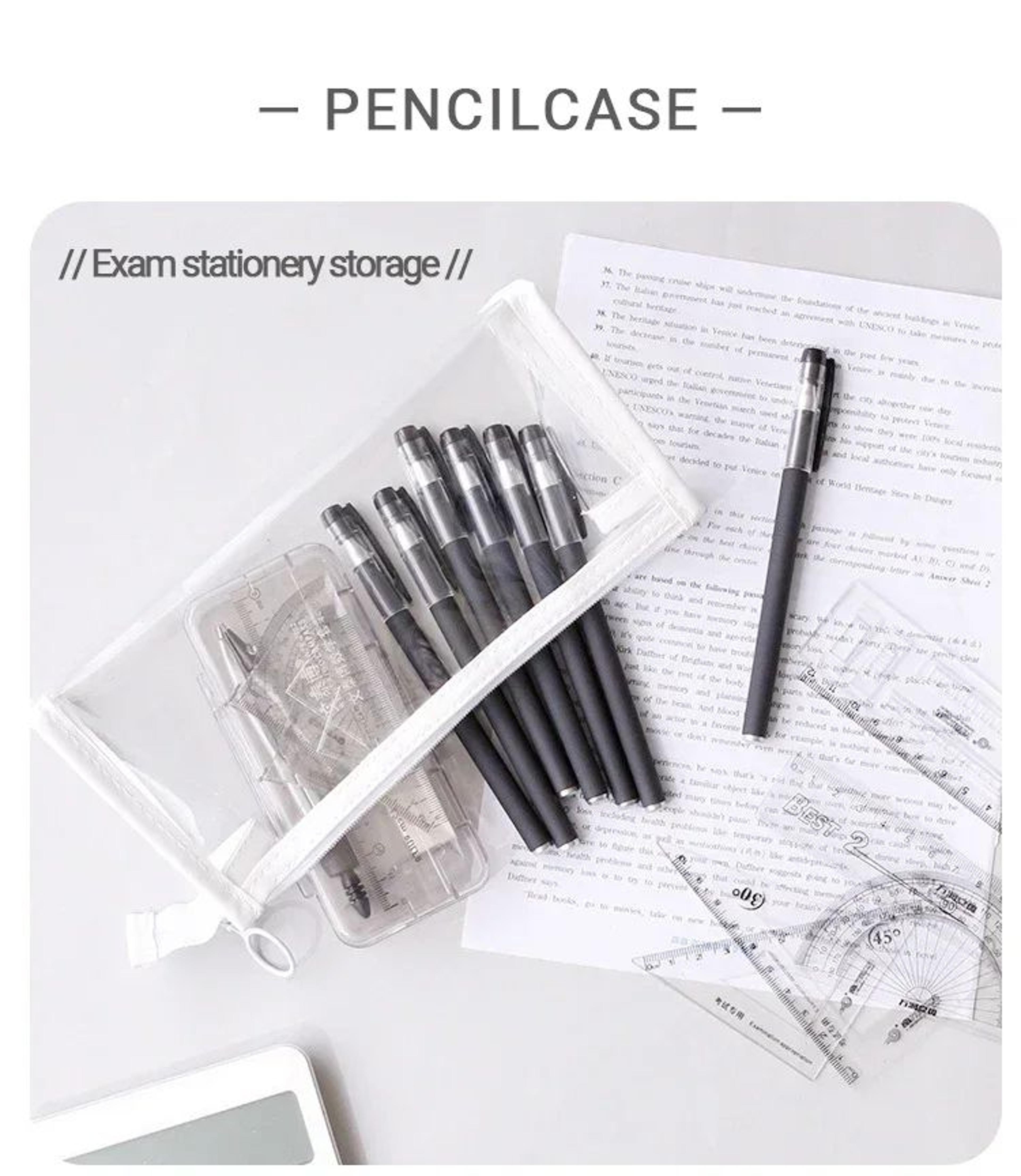 Kawaii Transparent Pencil Case Large Capacity Clear Stationery Organizer Pouch 3