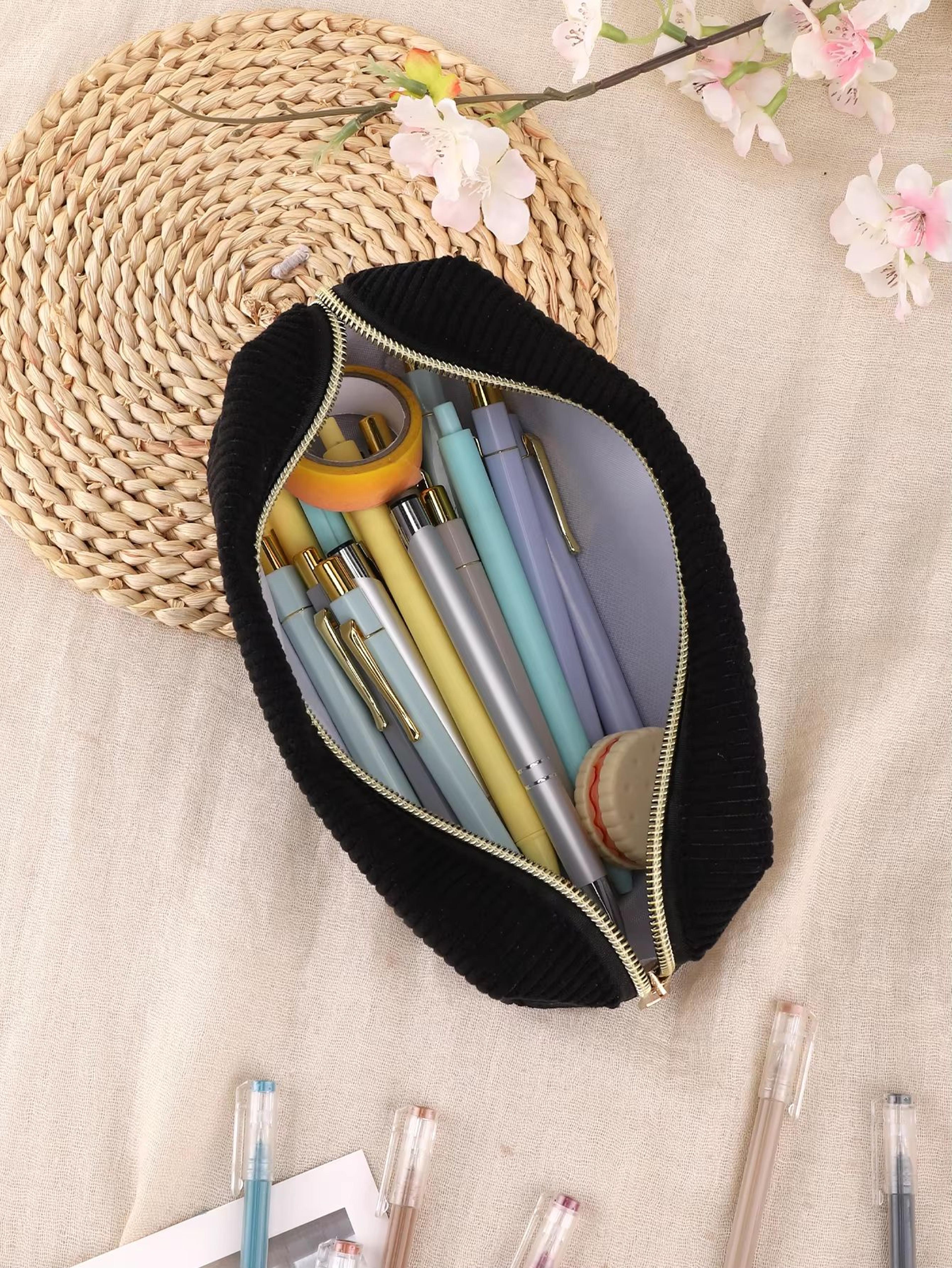 Large Capacity Solid Color Pencil Case Zipper Stationery Organizer Bag For School And Office 2