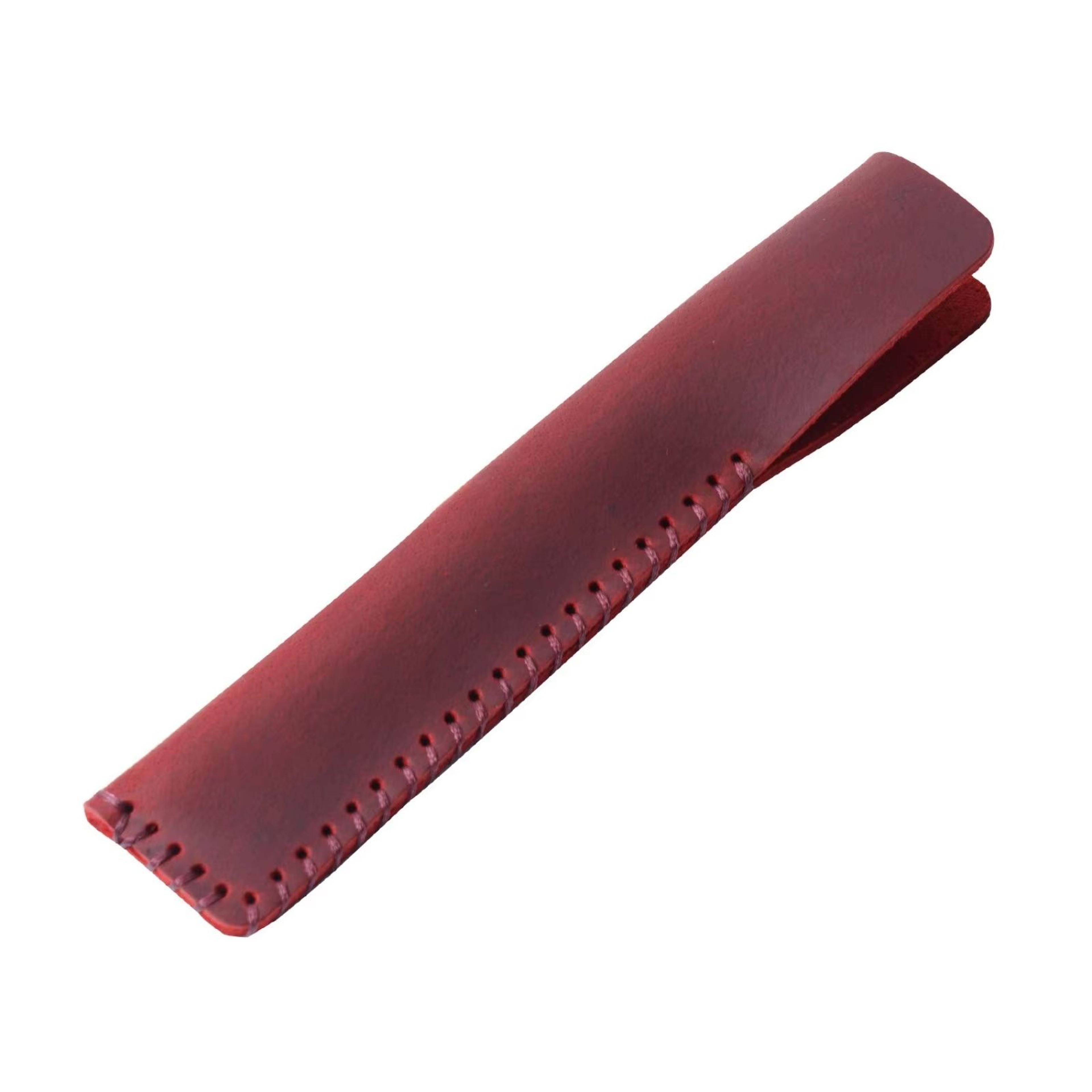 Handmade Retro Cowhide Leather Pencil Case Vintage Single Pen Holder Organizer 8