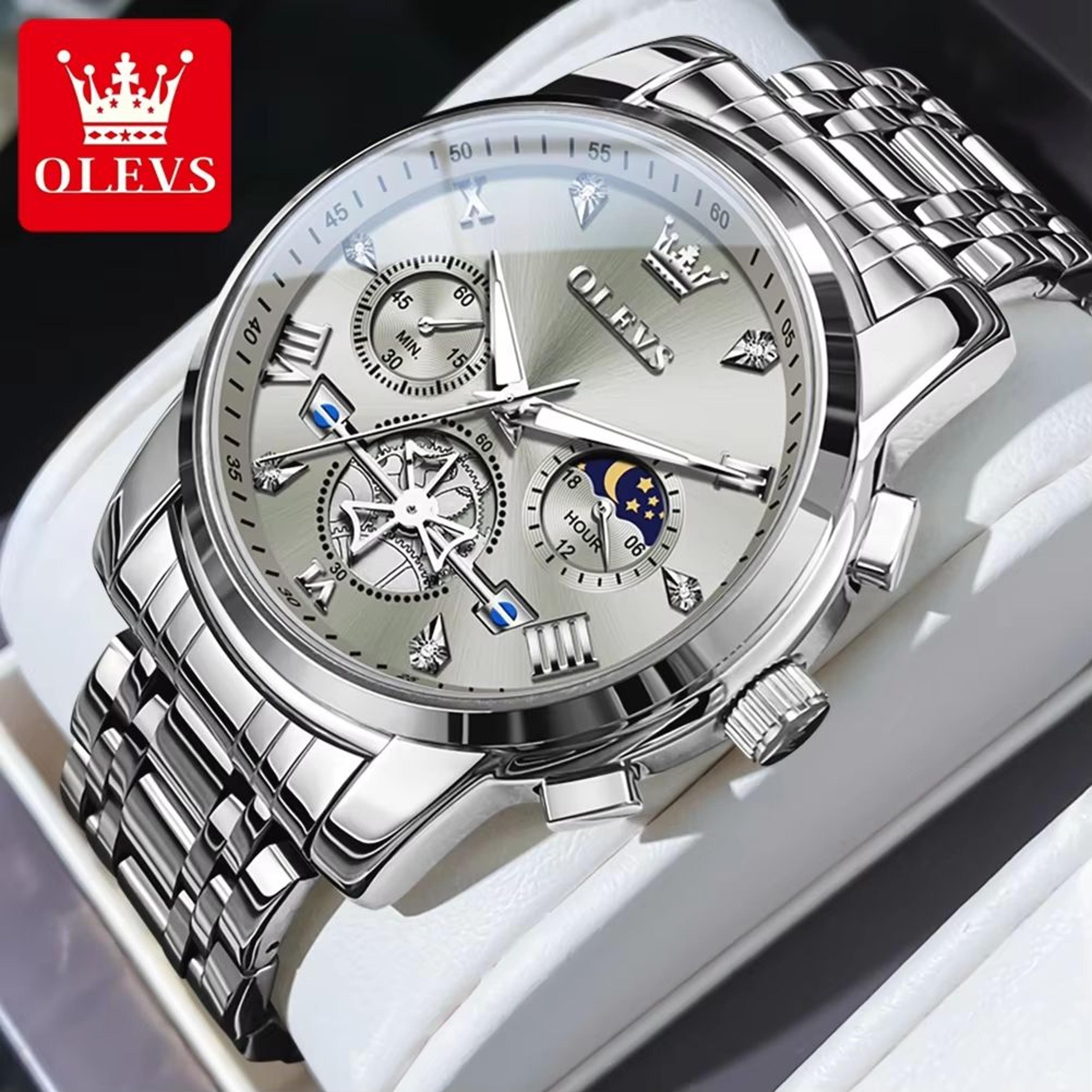 OLEVS Luxury Chronograph Moon Phase Watch Multifunction Quartz Waterproof Business Wristwatch For M 7