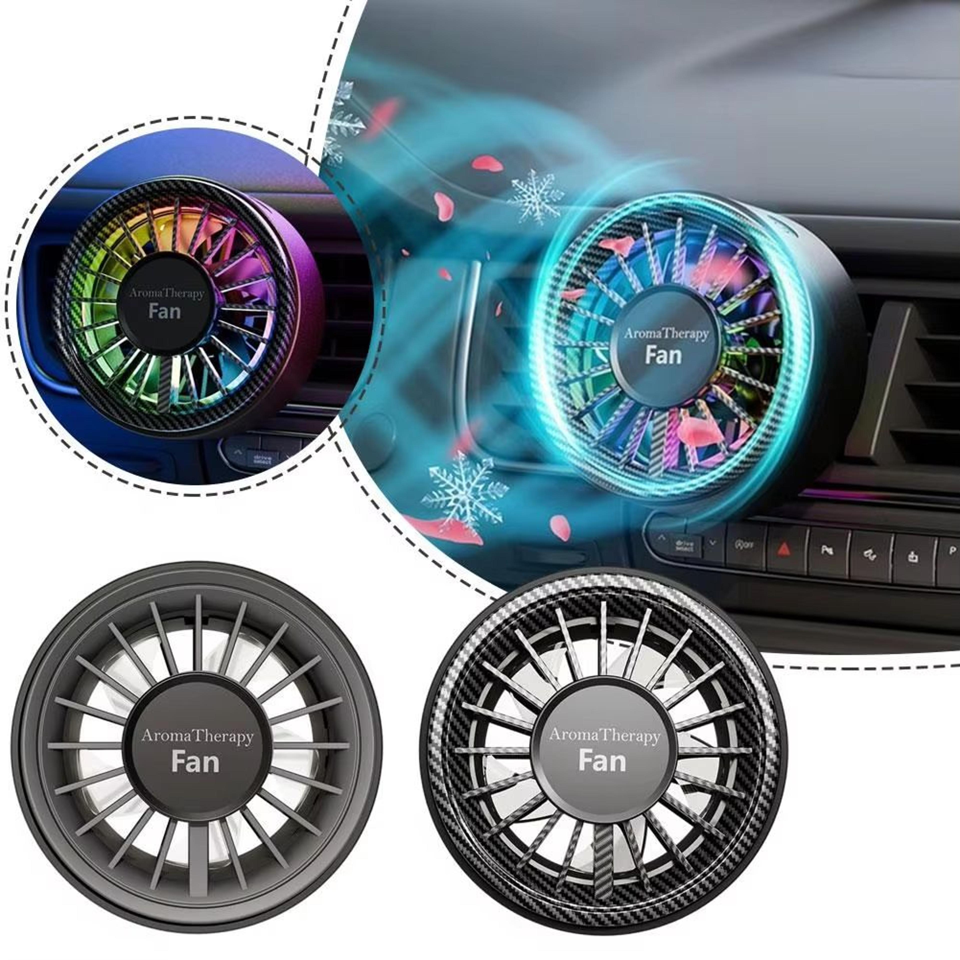 USB Car Mini Fan With Colorful Ambiance Lights And 3 Speeds 1