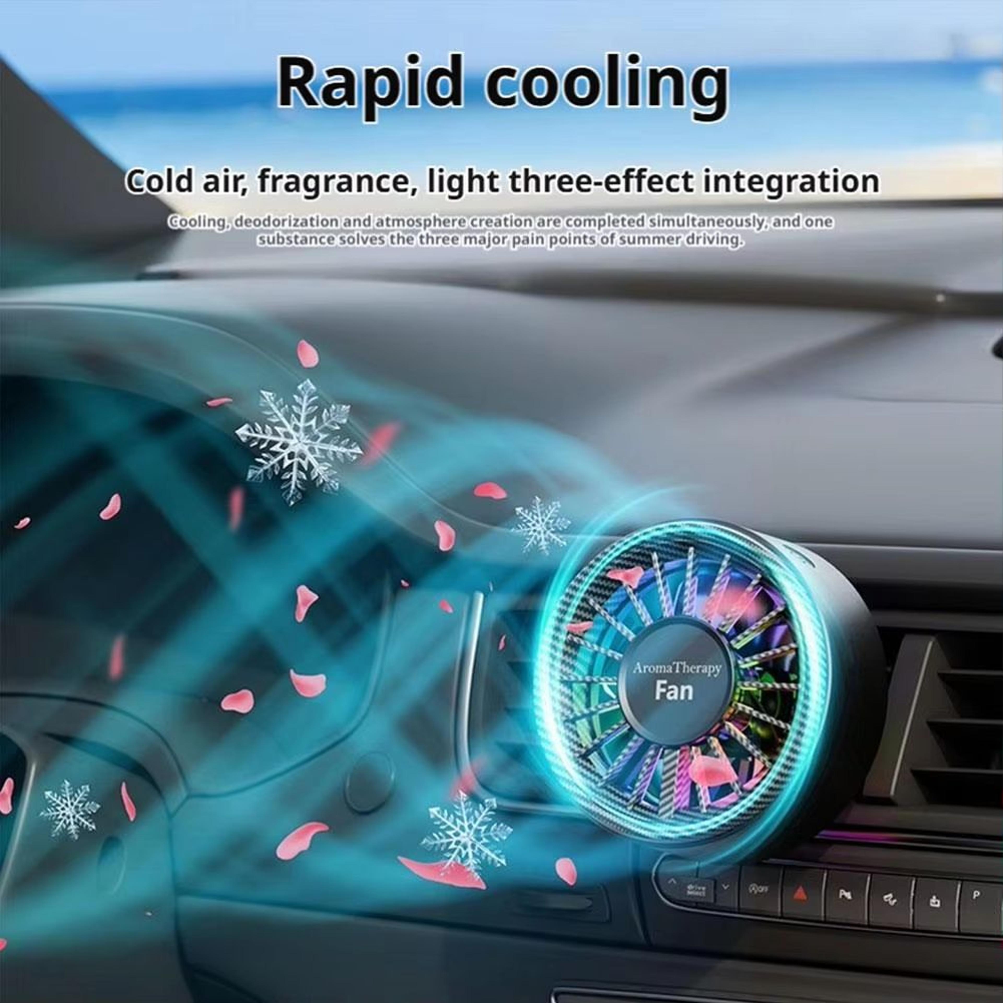 USB Car Mini Fan With Colorful Ambiance Lights And 3 Speeds 2