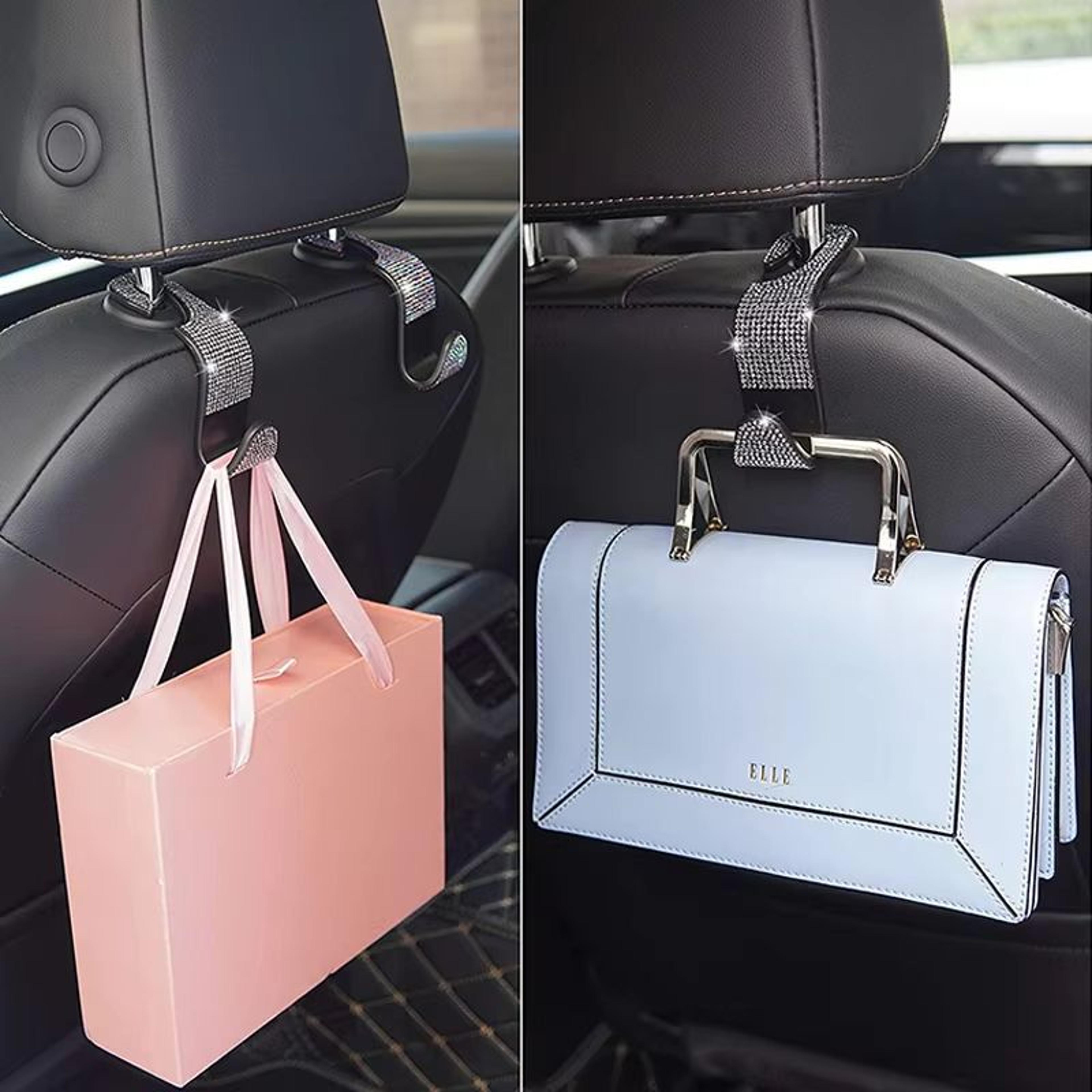 Multifunction Car Headrest Hook Organizer Rhinestone Back Seat Car Purse Hook Storage Holder 2