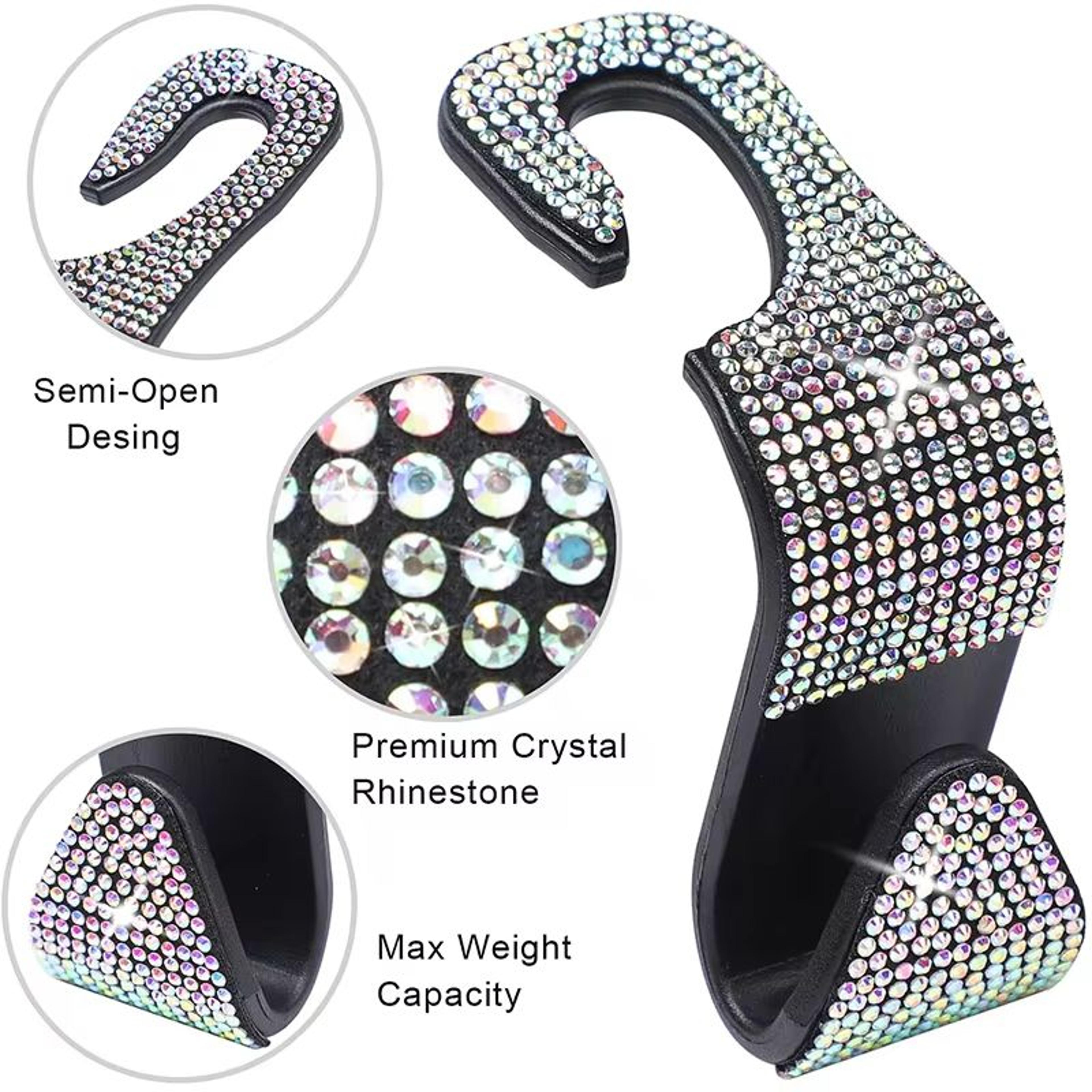 Multifunction Car Headrest Hook Organizer Rhinestone Back Seat Car Purse Hook Storage Holder 4