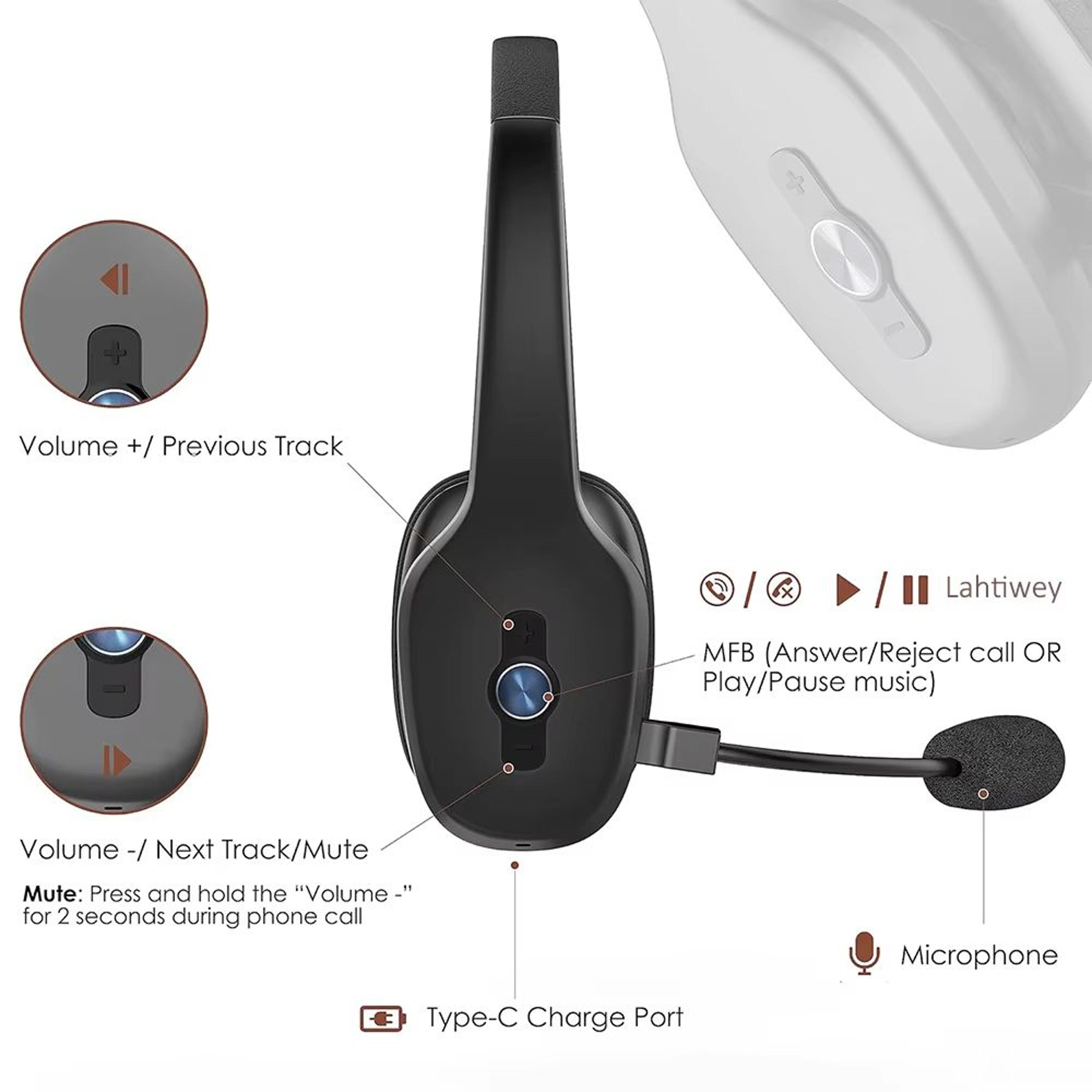 Wireless Trucker Bluetooth Headset With Noise Cancelling Microphone 3