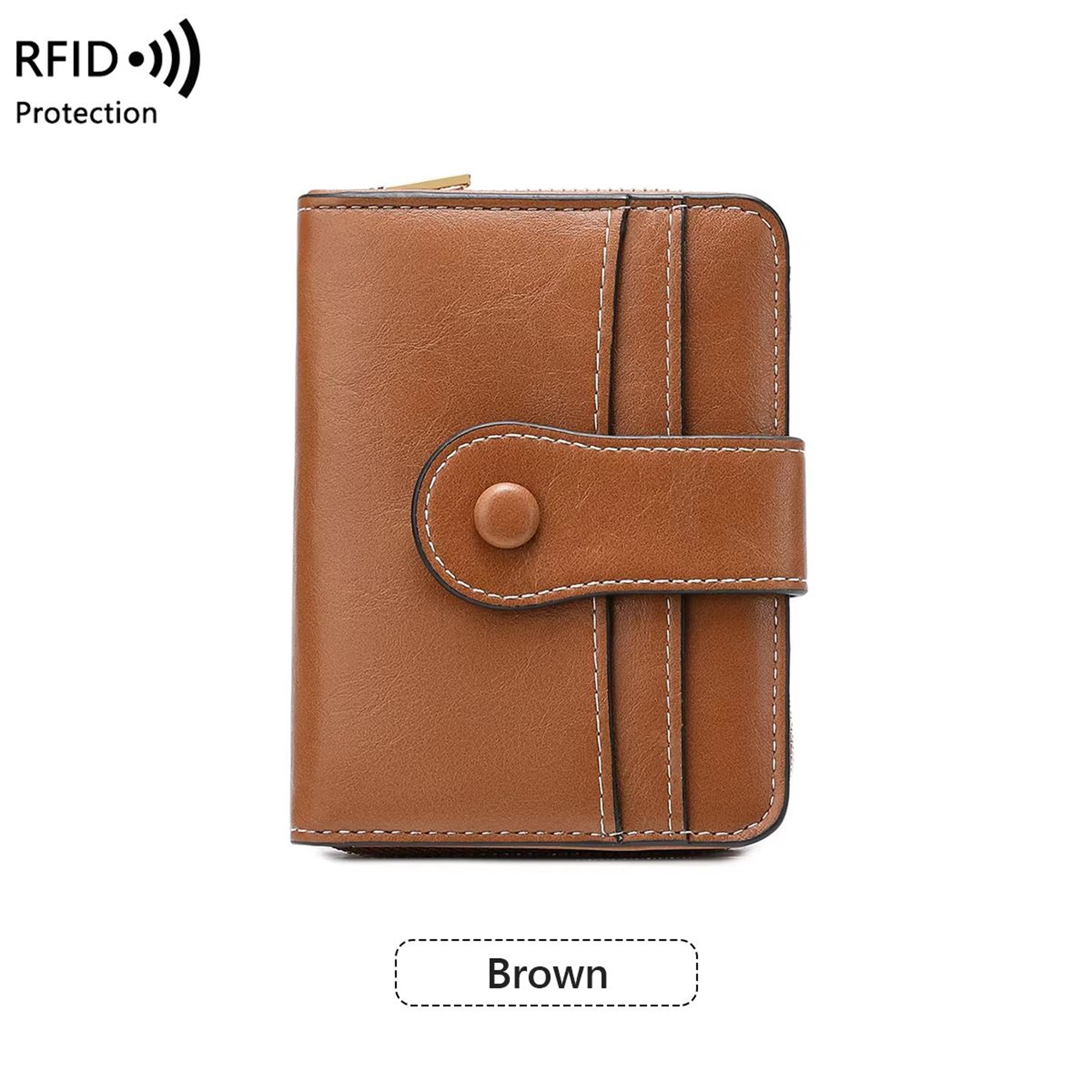 Retro RFID Blocking Womens Multi Card Wallet With Zipper Coin Pocket 11