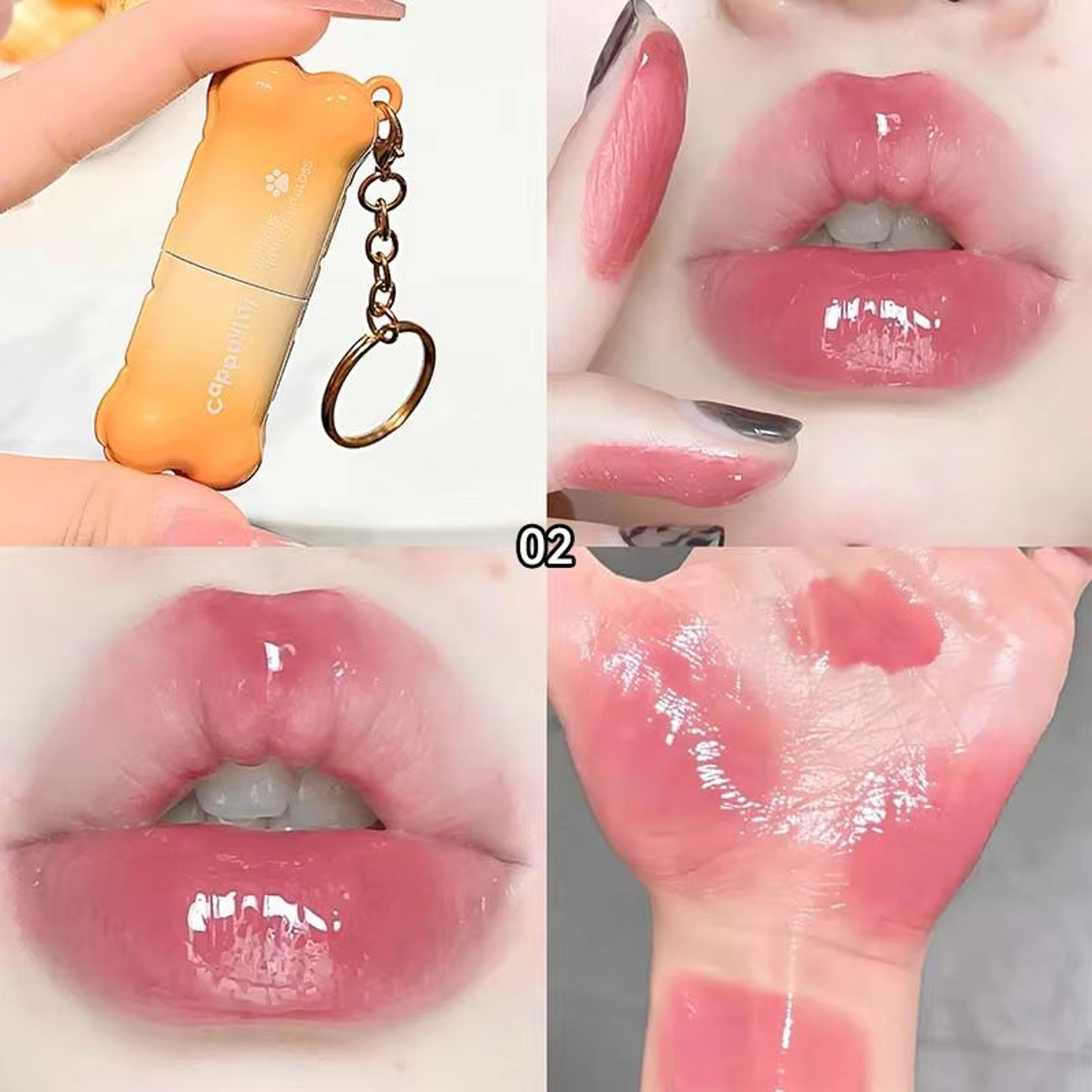PINKCOCO Bear Doodle Mirror Lip Glaze For Shiny Nude Lips 10