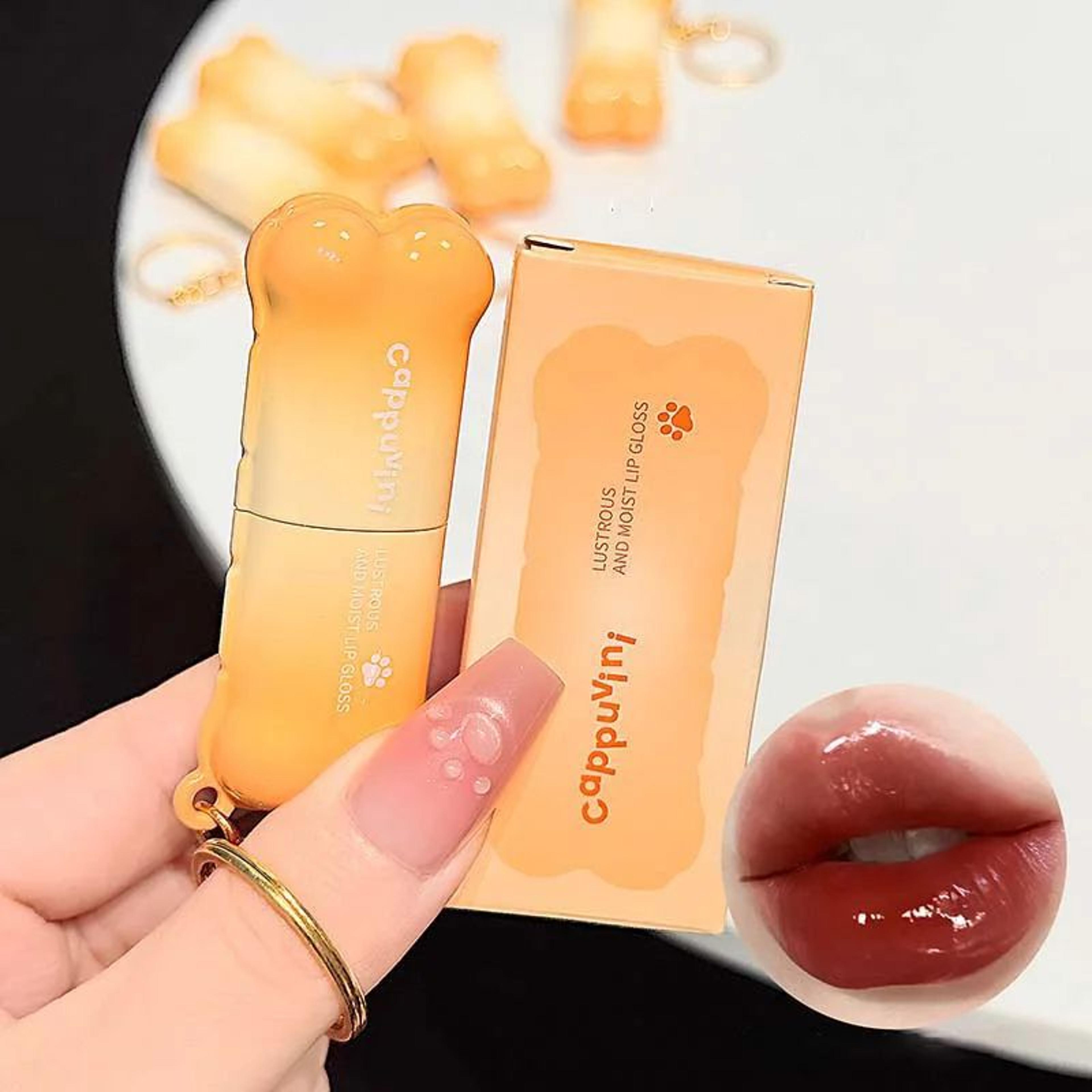 PINKCOCO Bear Doodle Mirror Lip Glaze For Shiny Nude Lips 4