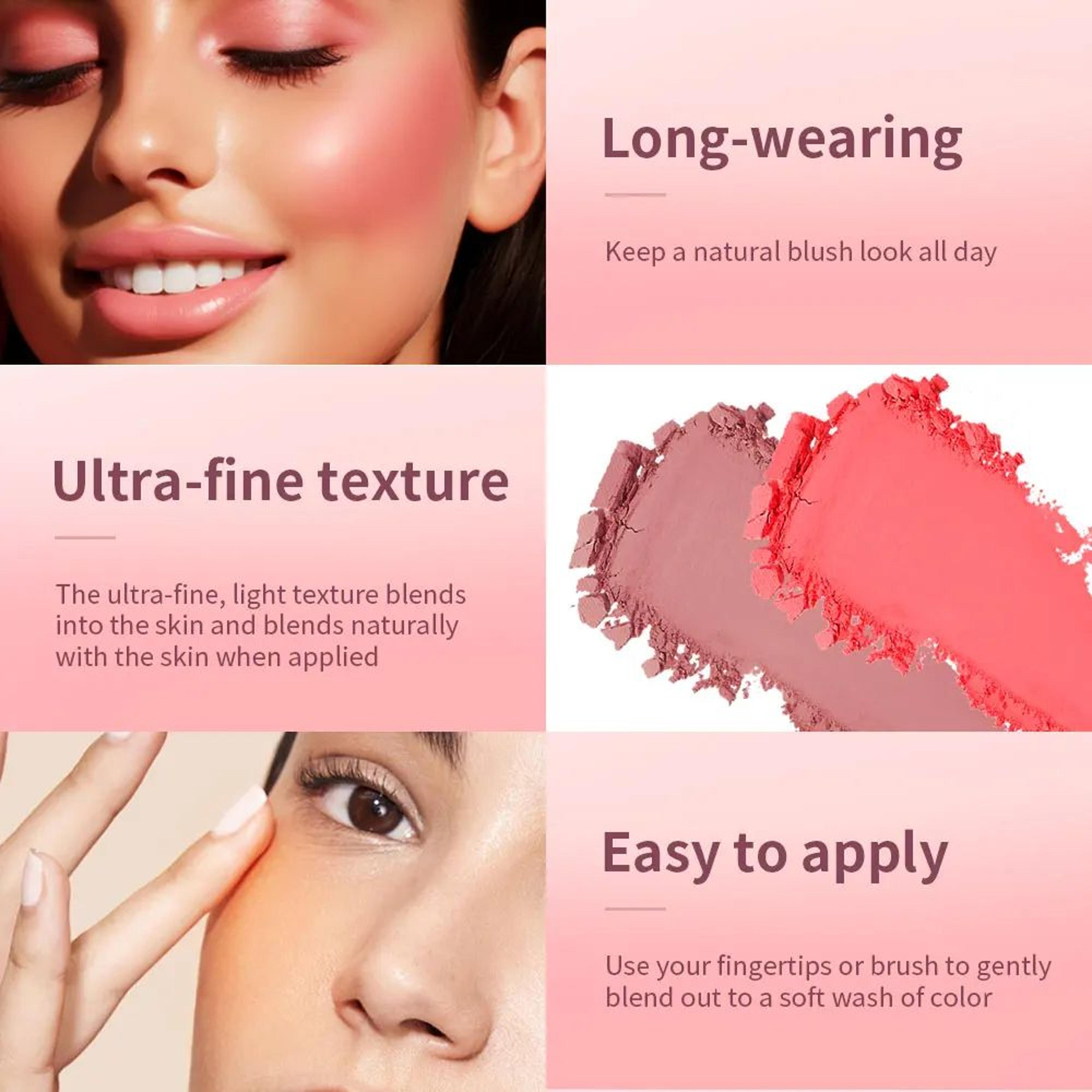 RosyGlow Matte Blush Palette With Embossed Finish  High Pigment Face Blush Powder For Natural Cheek 3
