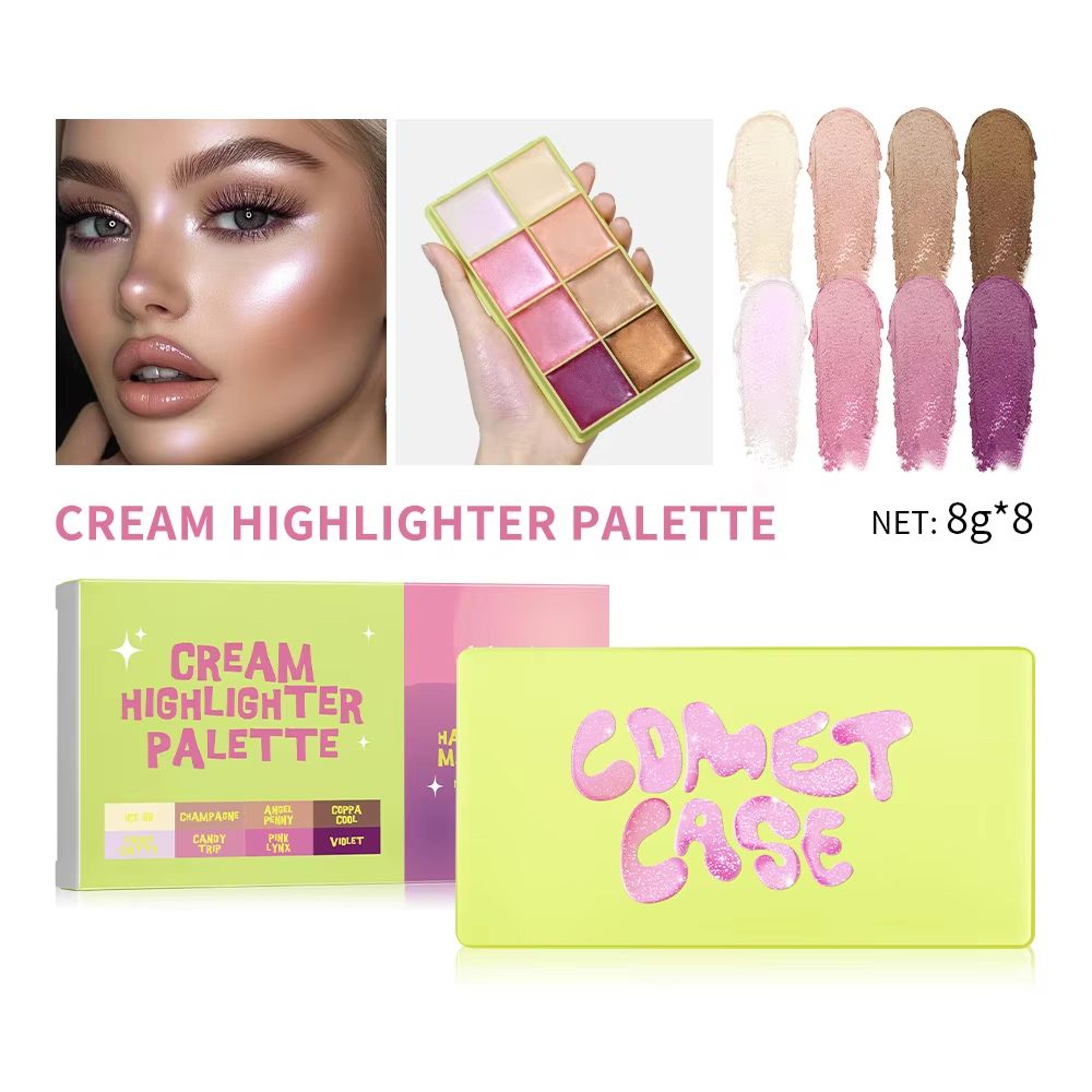 Curve Case Cream Blush Highlighter Palette Multi Use Eyebrow Cream Palette Matte  Shimmer Face Kit 7