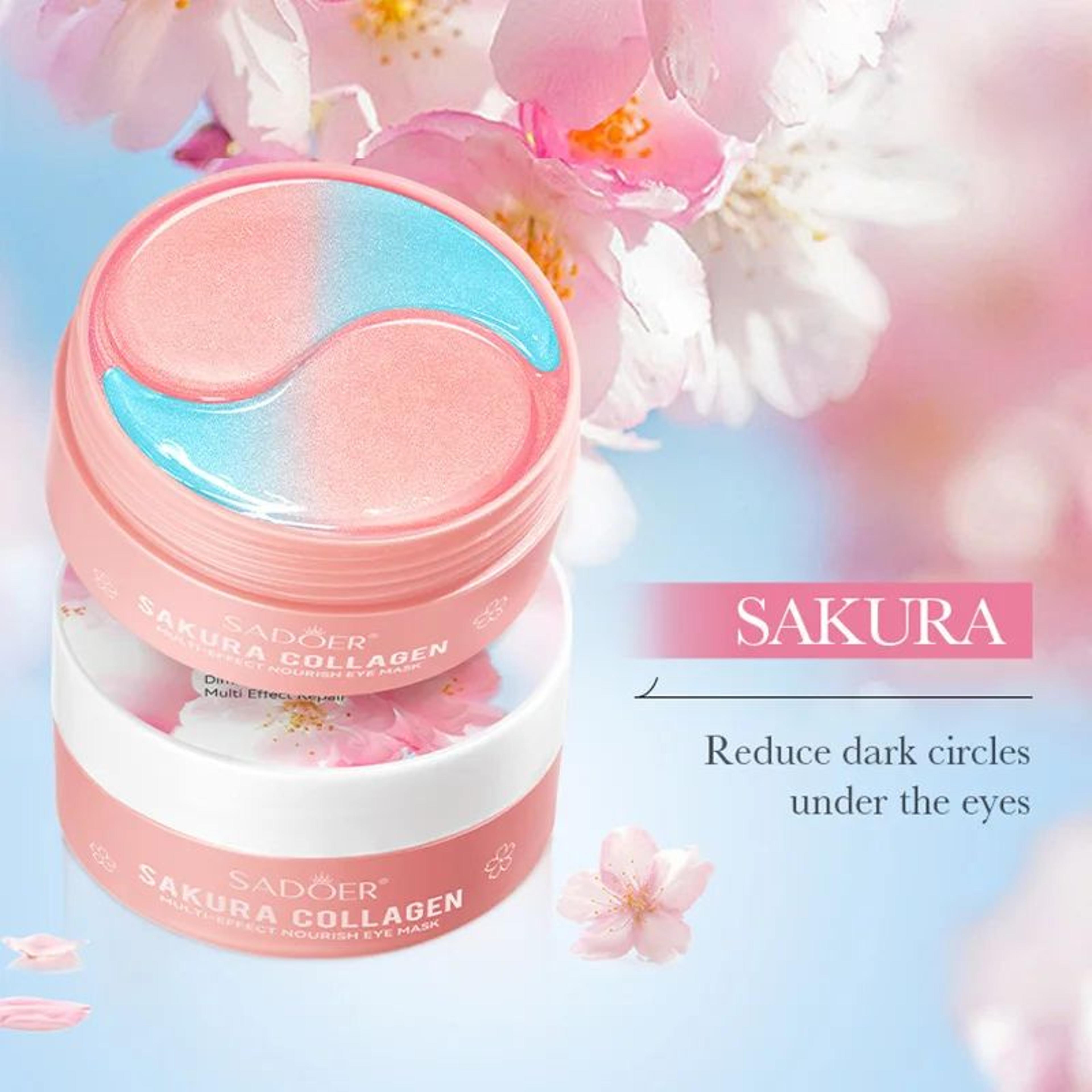 SADOER Sakura Collagen Eye Mask 60pcs For Dark Circles And Eye Bags Hydrating Firming Eye Patches 1
