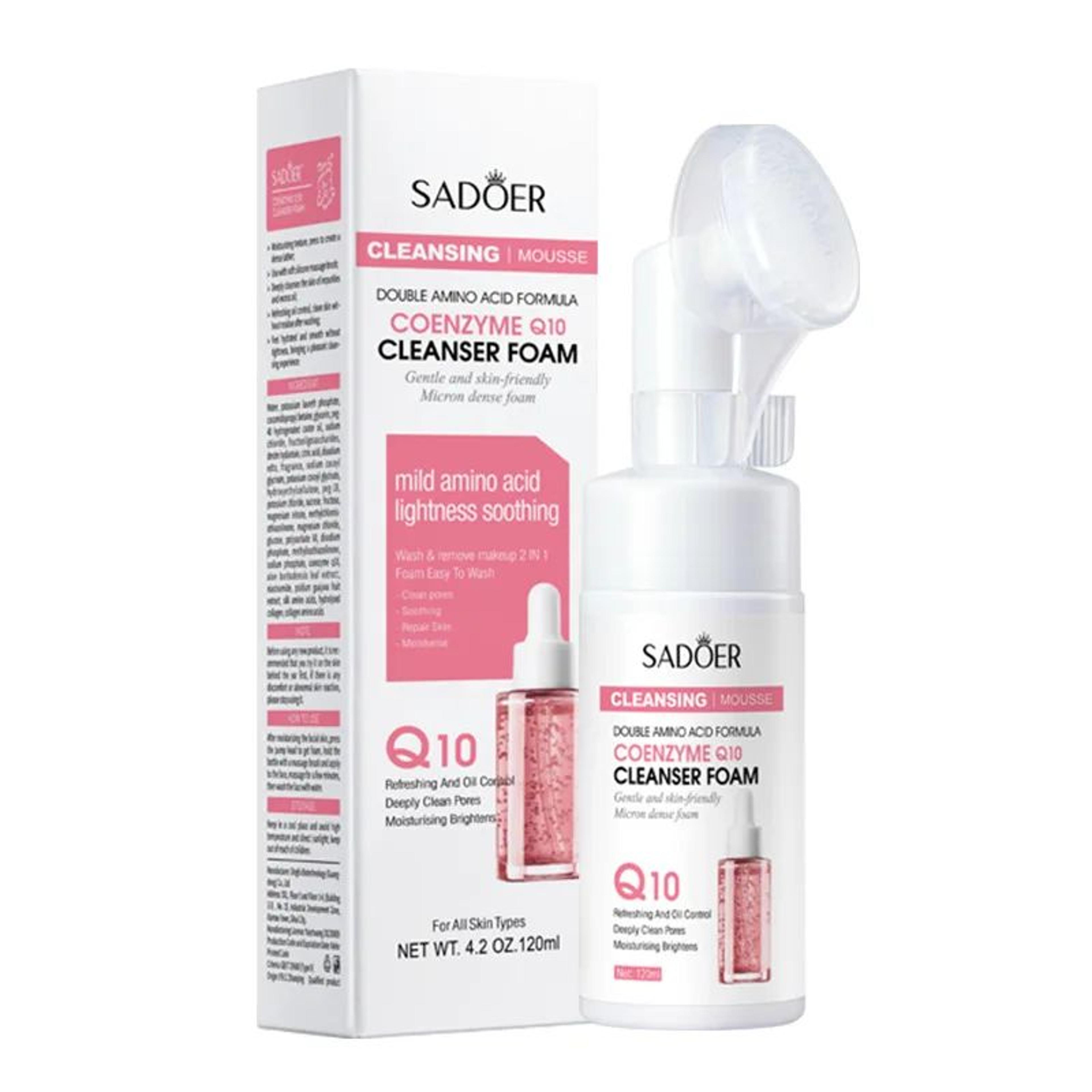 SADOER Q10 Vitamin C Facial Cleanser Brightening Face Wash Foam For Hydrating And Deep Cleansing 3