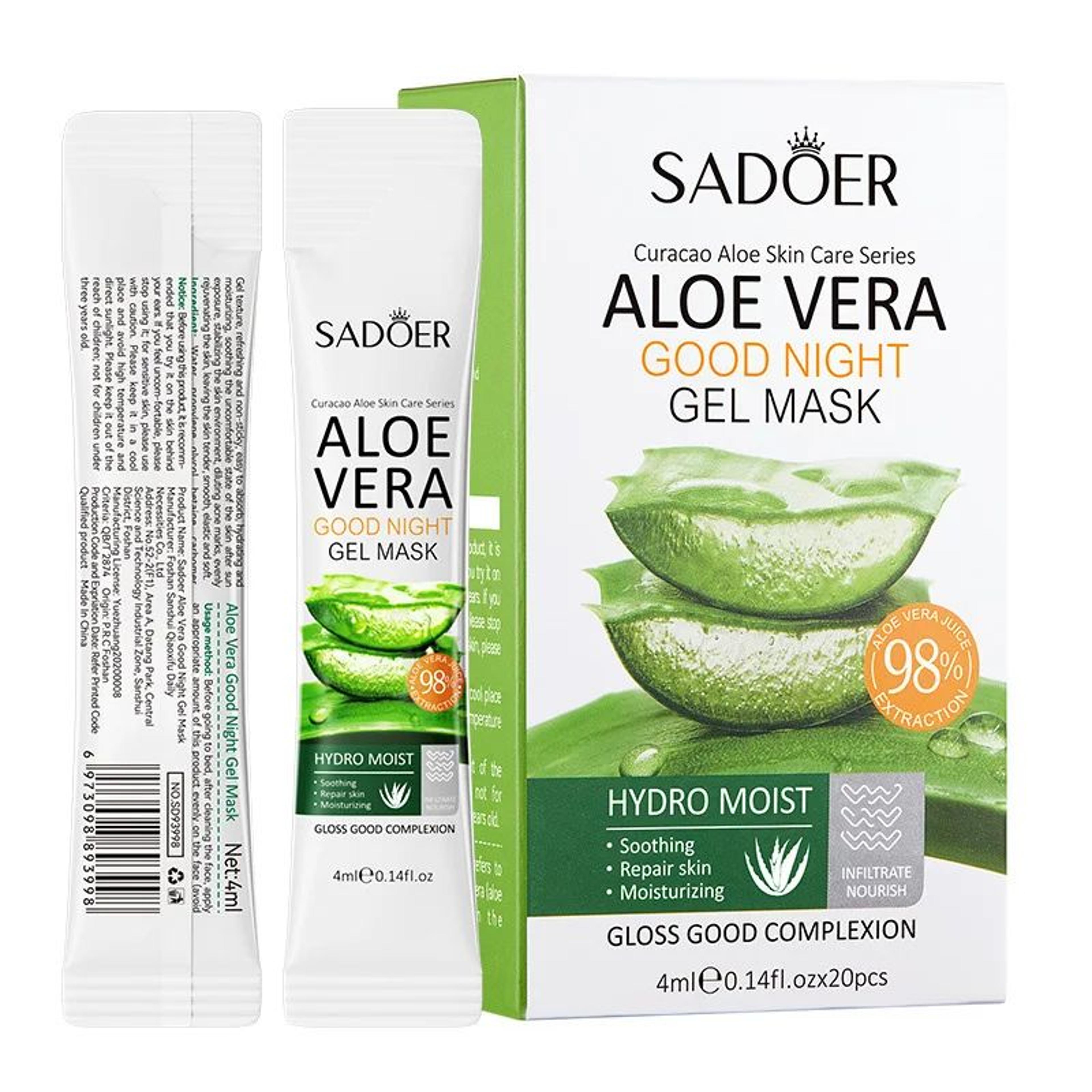 SADOER Aloe Vera Sleeping Mask 20pcs Overnight Hydrating Face Mask For Anti Aging And Skin Repair 4