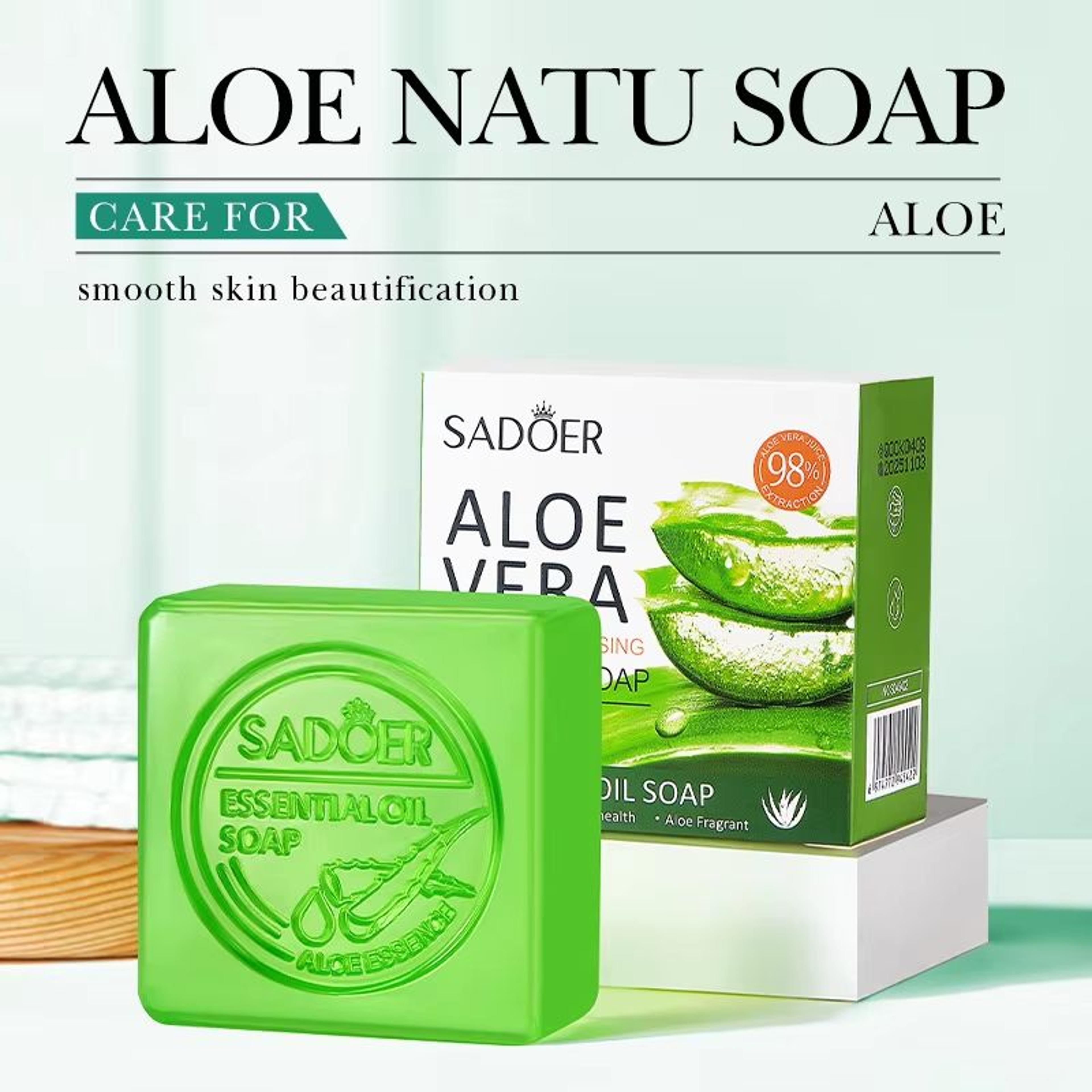 SADOER Aloe Vera Facial Soap Deep Cleansing Face Wash Soap For Hydrating And Oil Control 1