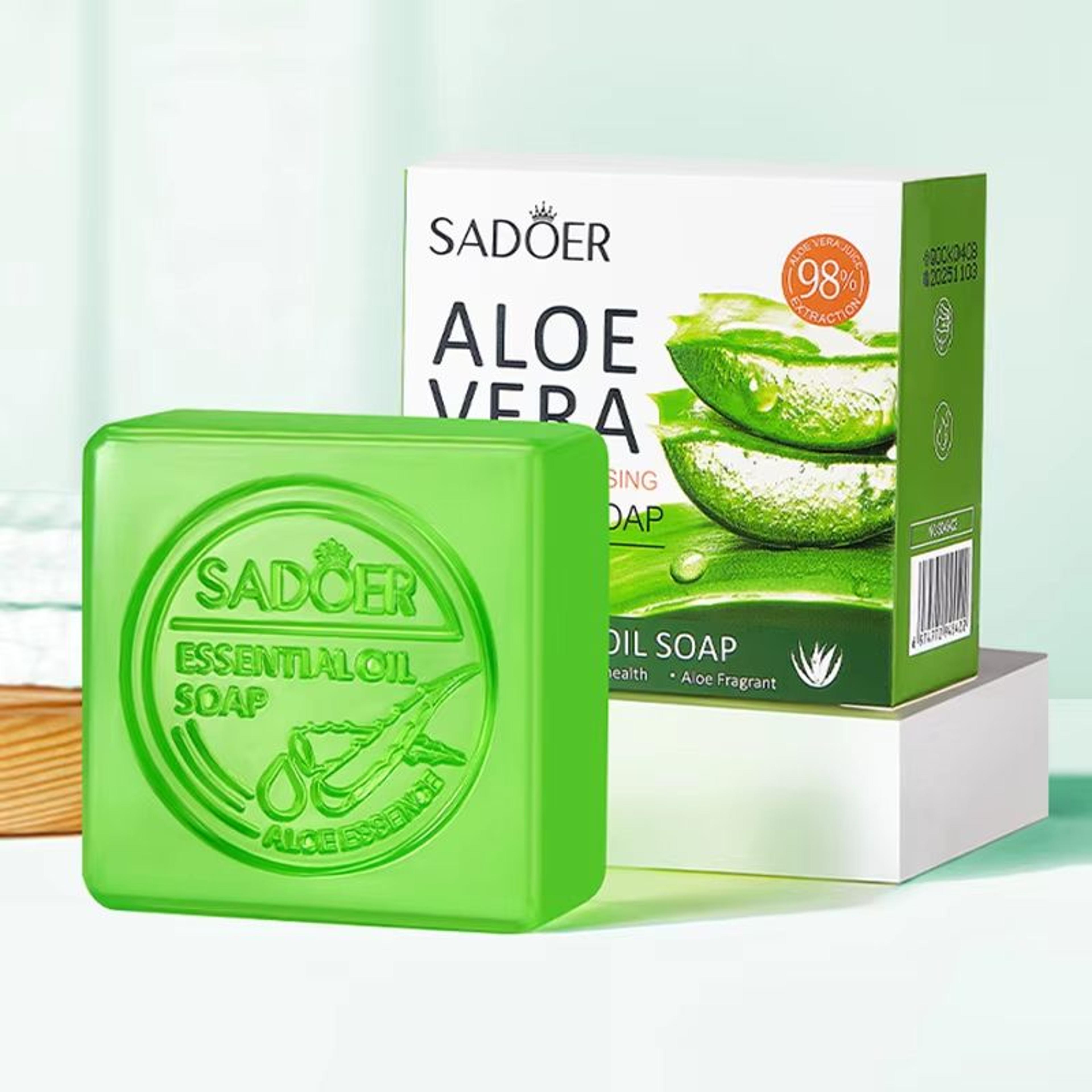 SADOER Aloe Vera Facial Soap Deep Cleansing Face Wash Soap For Hydrating And Oil Control 5