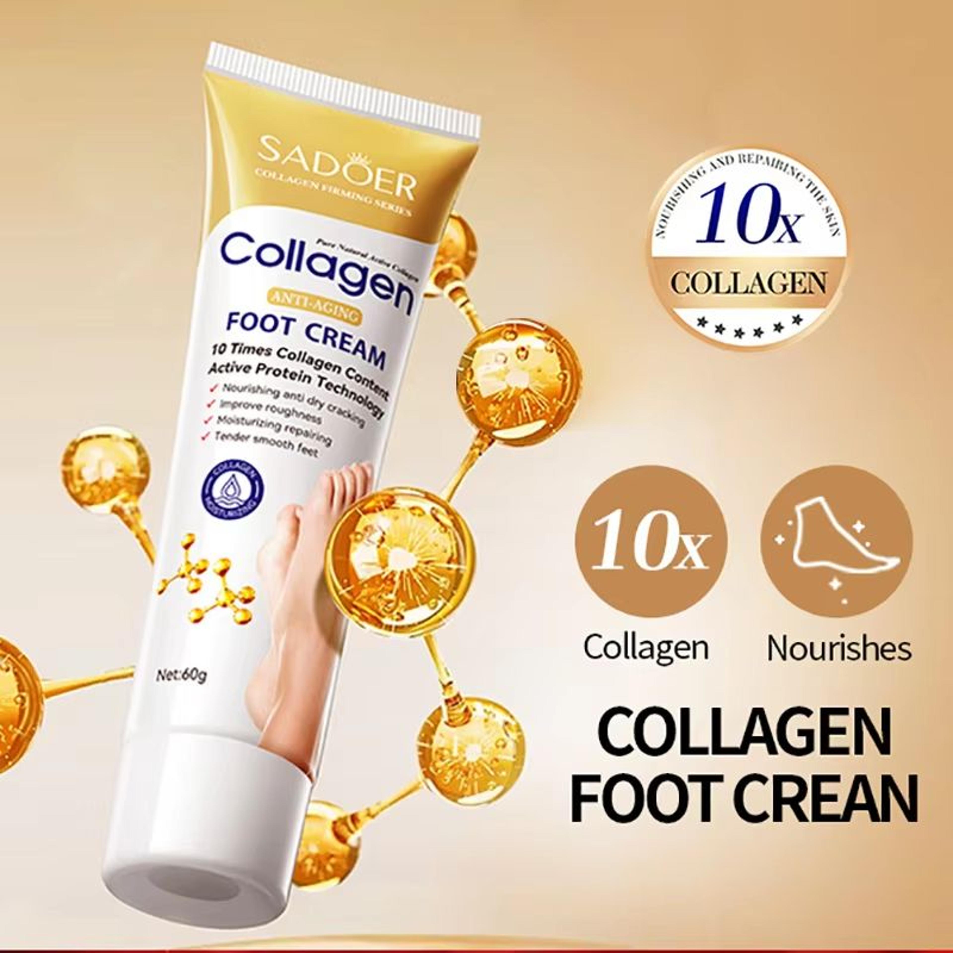 SADOER Collagen Foot Cream Deep Hydrating Foot Repair Cream For Cracked Heels And Soft Smooth Feet 1