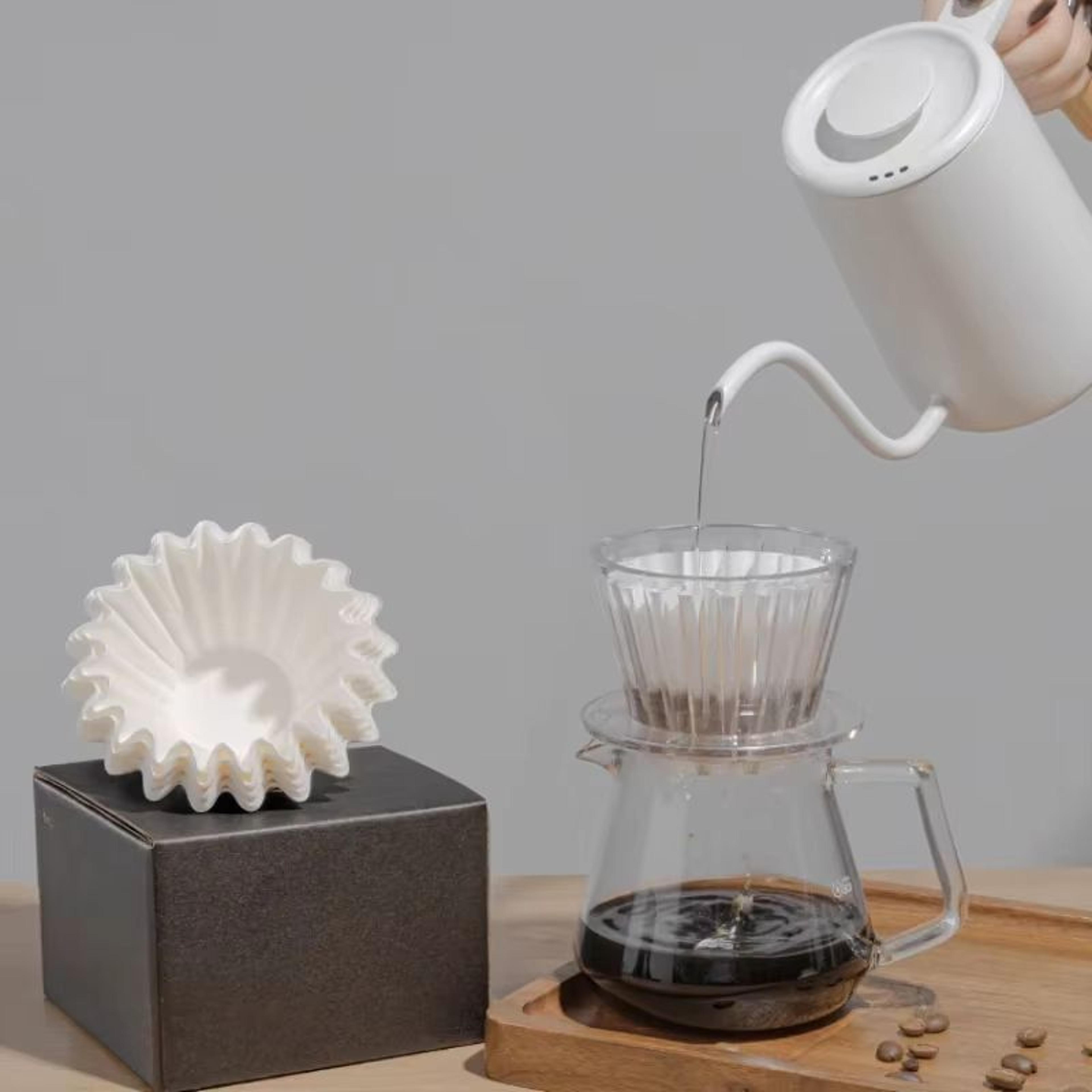 50PCS Kraft Paper Pour Over Coffee Filter Cups For Hand Brew Drip 0