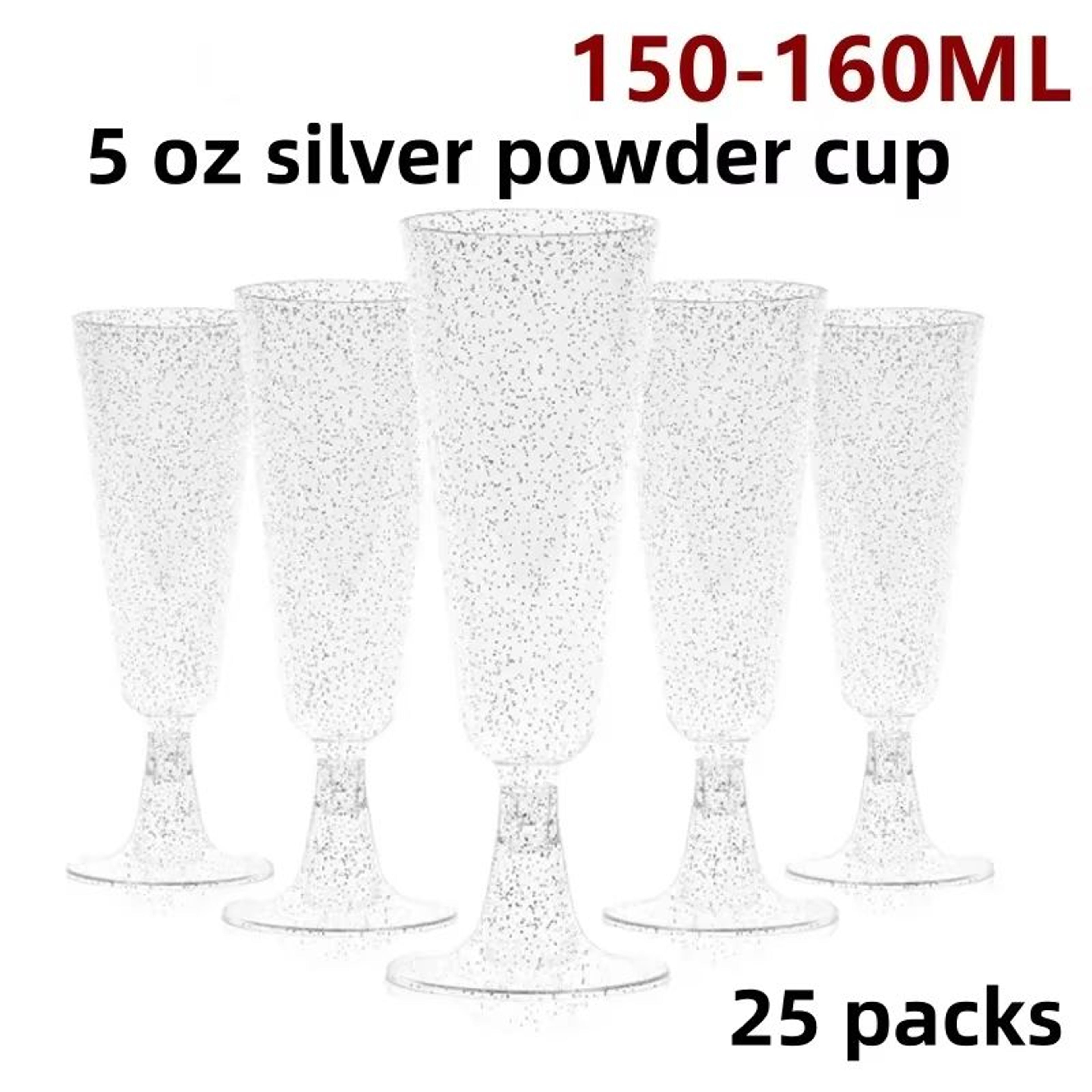 25 Pack Disposable Champagne And Cocktail Glasses Gold Rim Plastic Party Drinkware 8