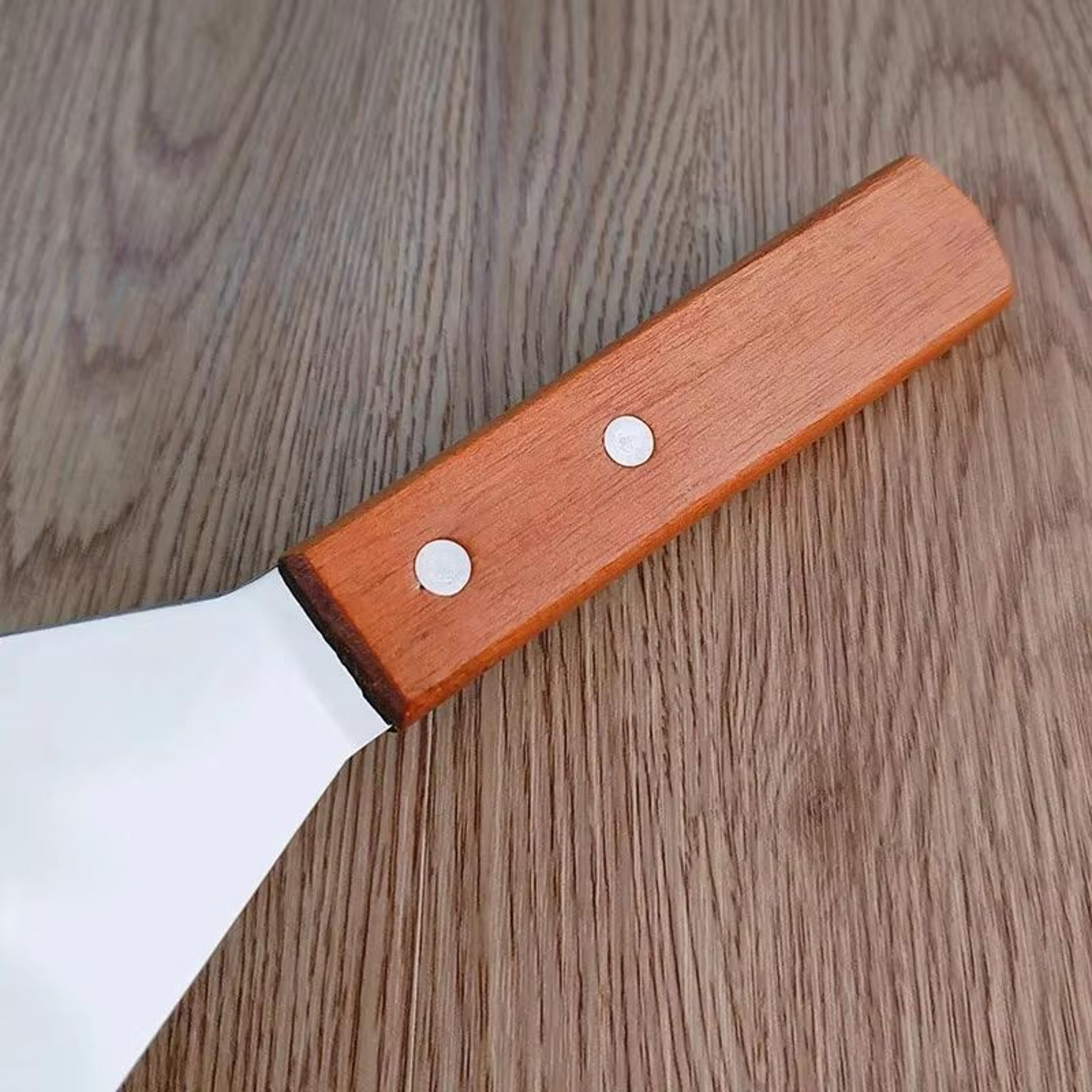 Stainless Steel Square Head Grill Spatula With Wooden Handle 4