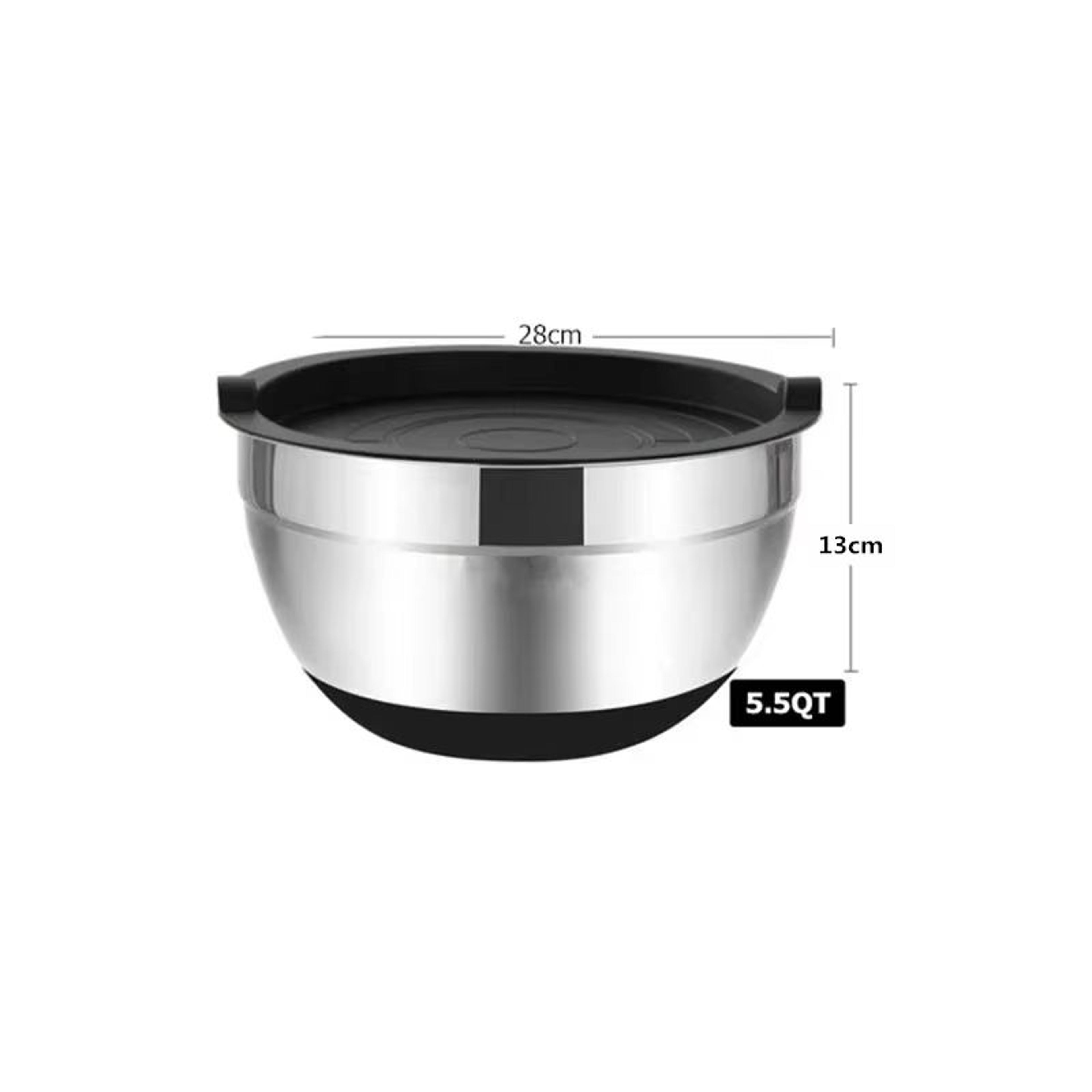 Stainless Steel Mixing Bowl With Silicone Base And Lid For Baking And Cooking 8