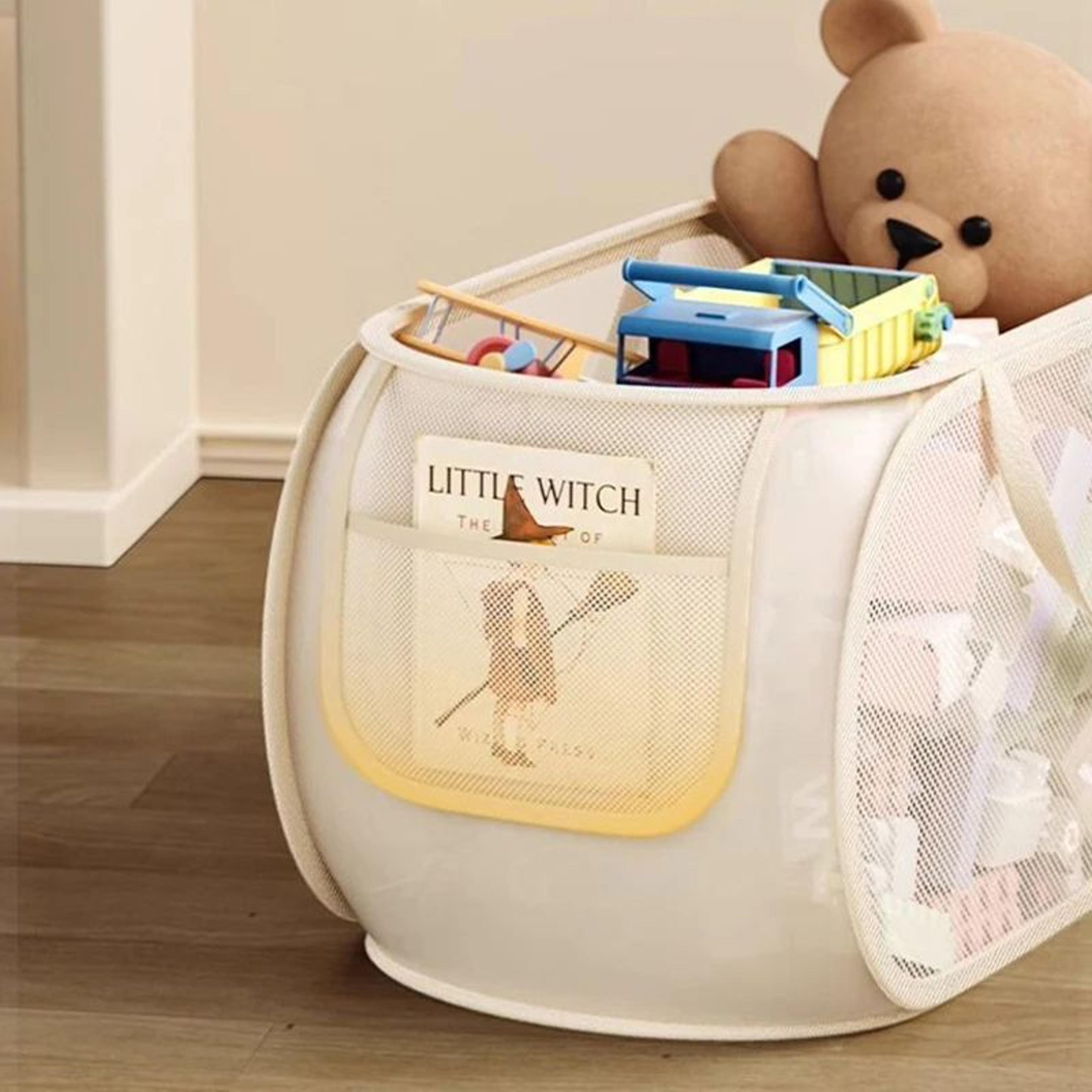 Large Capacity Kids Toy Storage Basket Breathable Mesh Toy Organizer For Dolls Laundry  Playroom St 1