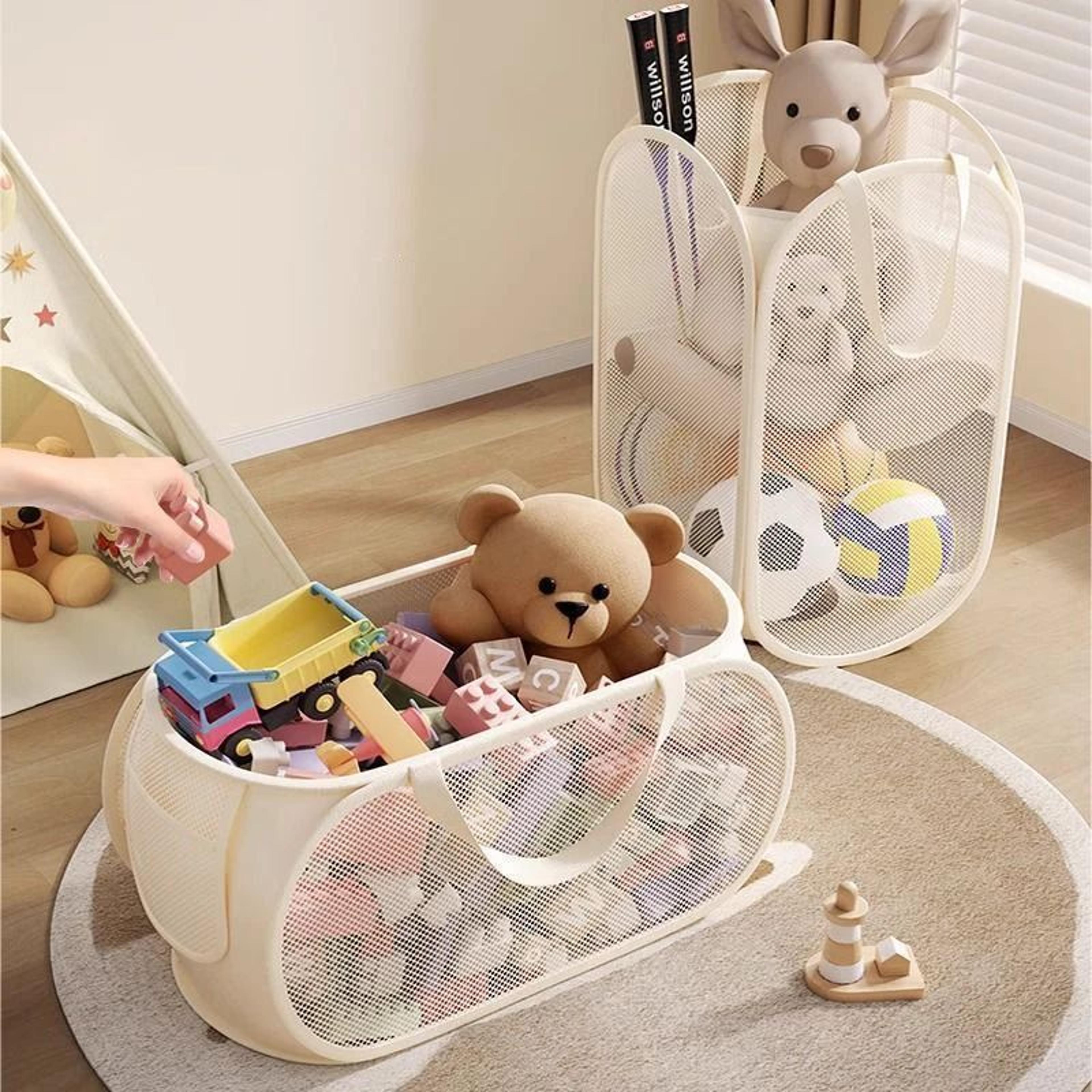 Large Capacity Kids Toy Storage Basket Breathable Mesh Toy Organizer For Dolls Laundry  Playroom St 2