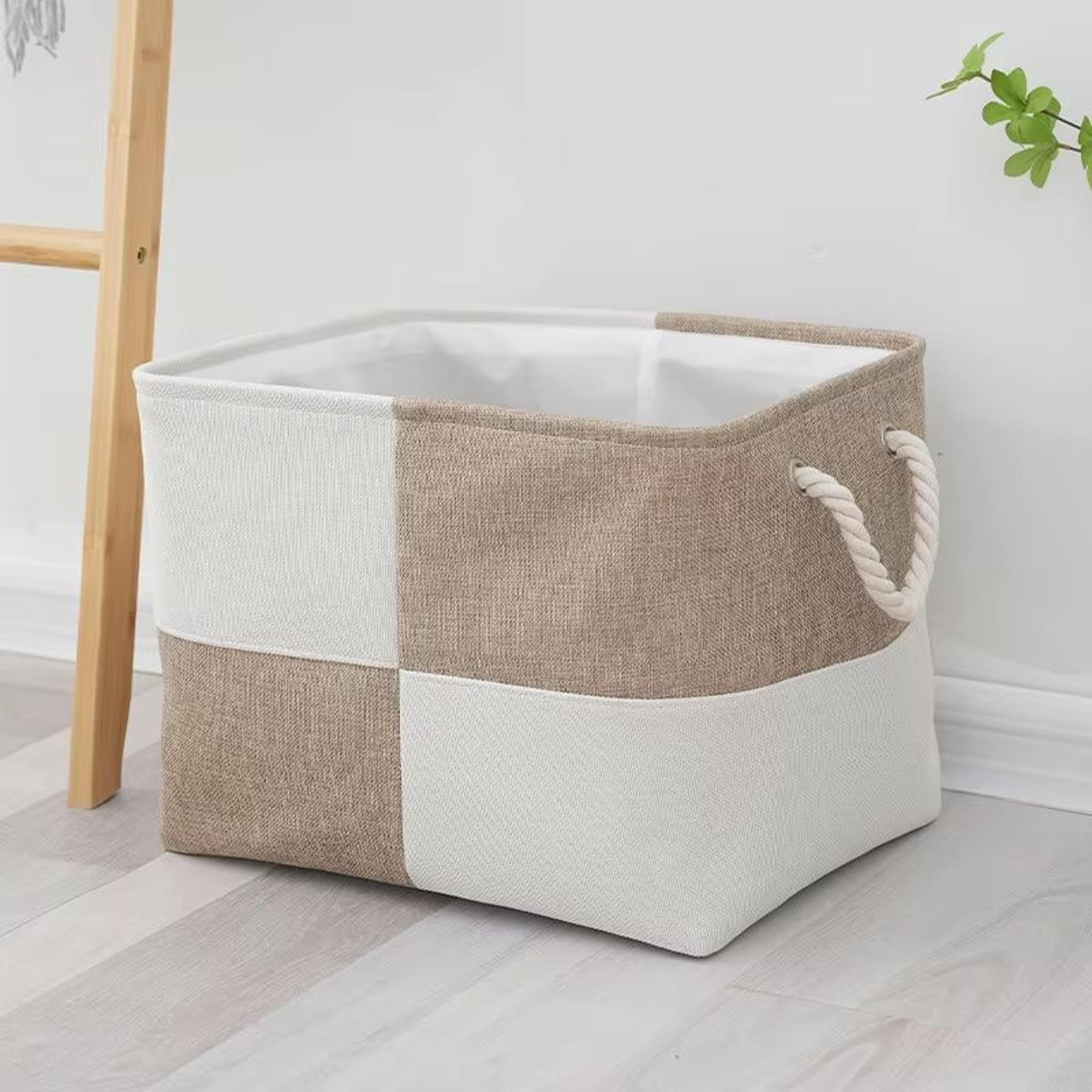 Large Capacity Linen Storage Basket Foldable Laundry Storage Basket With Handles For Toys Snacks  H 0