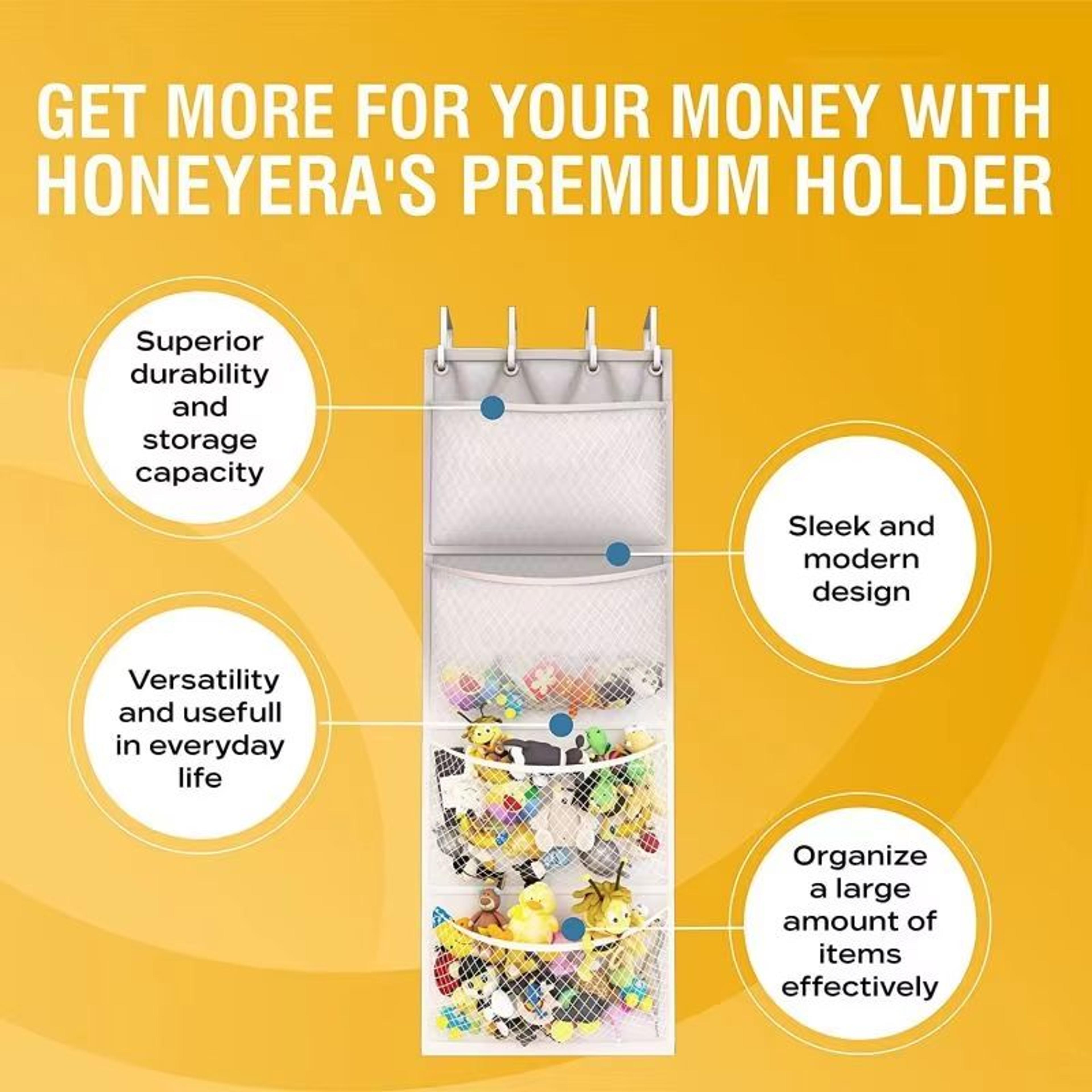 4Pocket Hanging Stuffed Animal Storage Organizer With Hooks 2