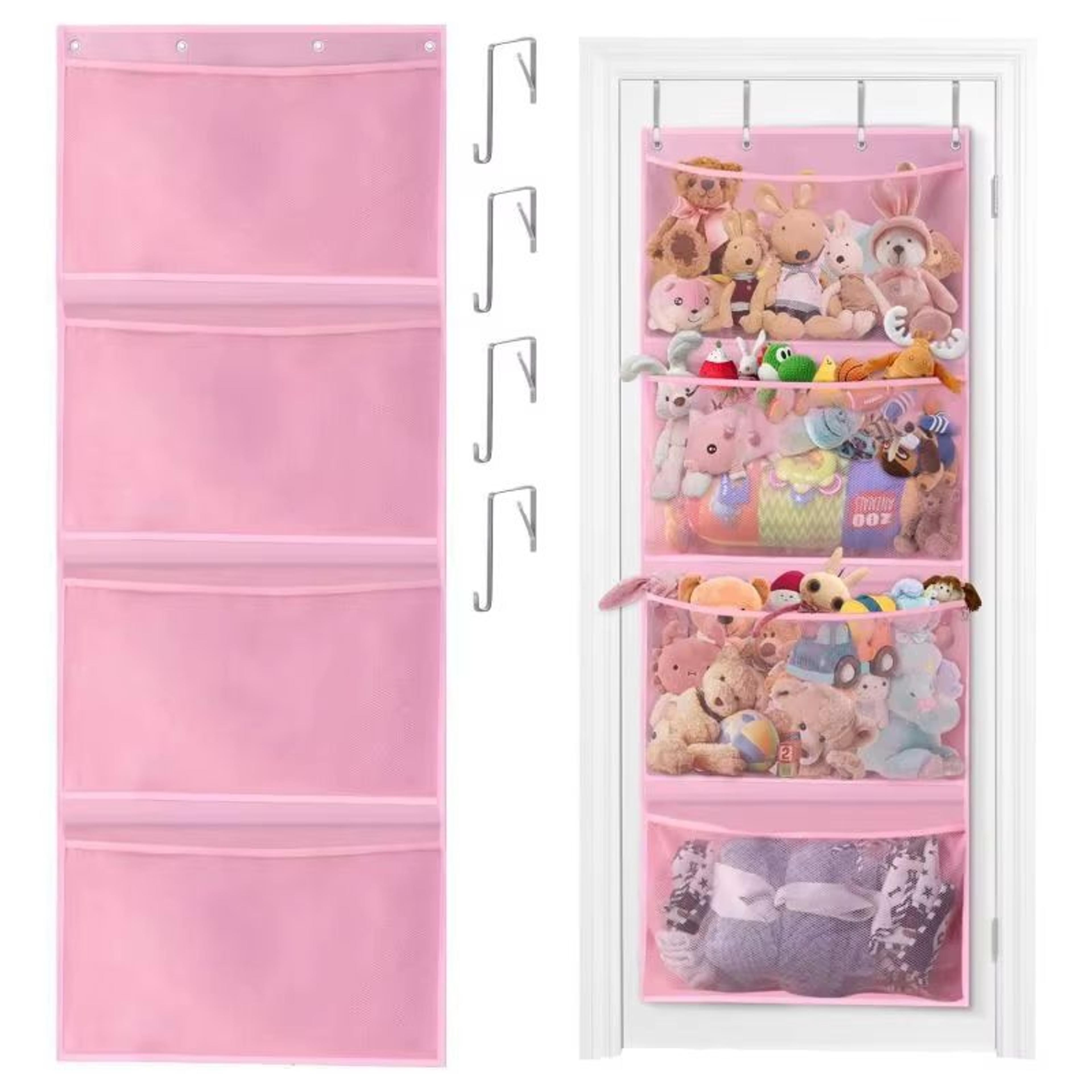 4Pocket Hanging Stuffed Animal Storage Organizer With Hooks 8