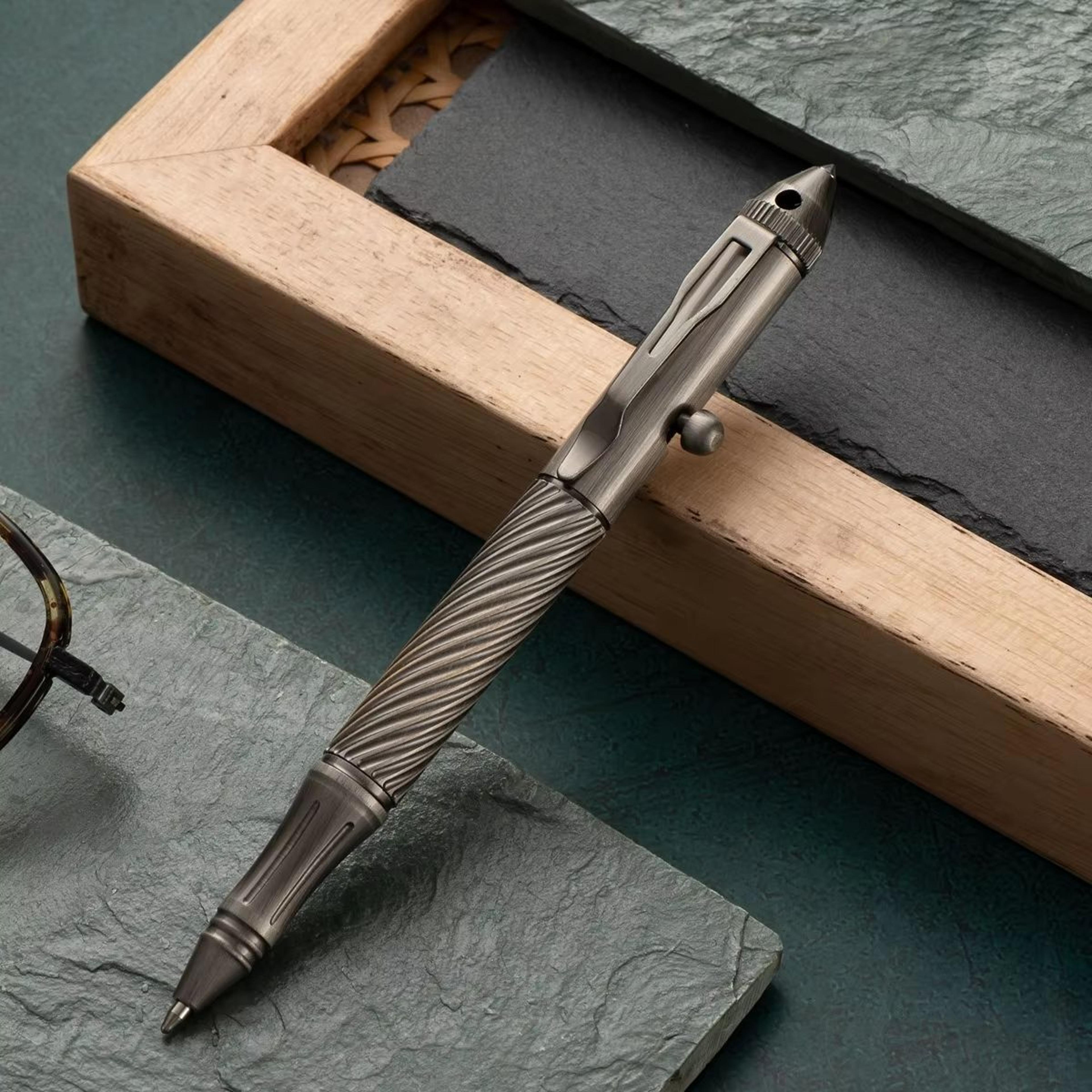 Retro Brass Bolt Action Tactical Pen Tungsten Steel EDC Writing Tool 6