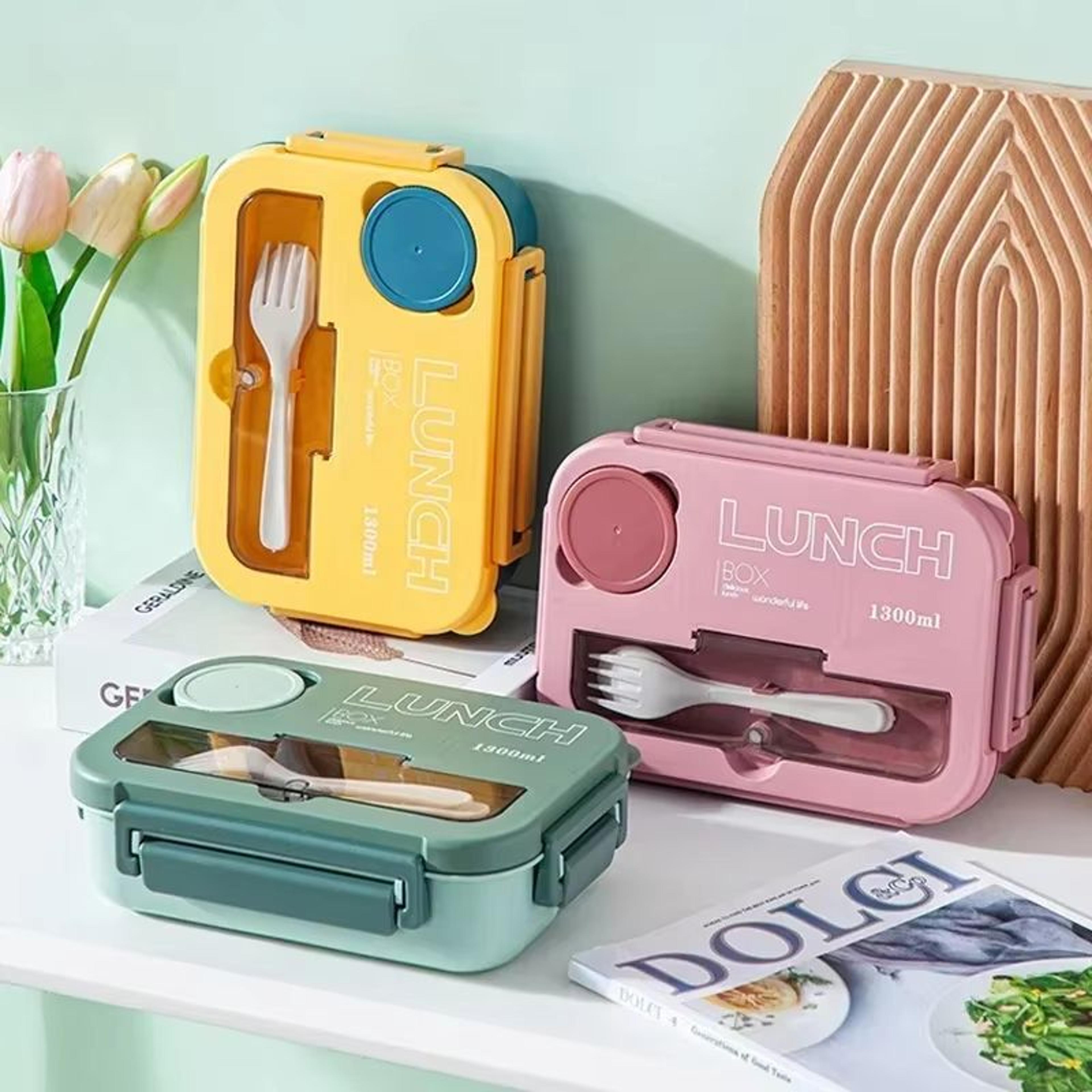 4396 Fl Oz Compartment Bento Lunch Box With Fork And Spoon Microwave Safe Portable Food Container 1