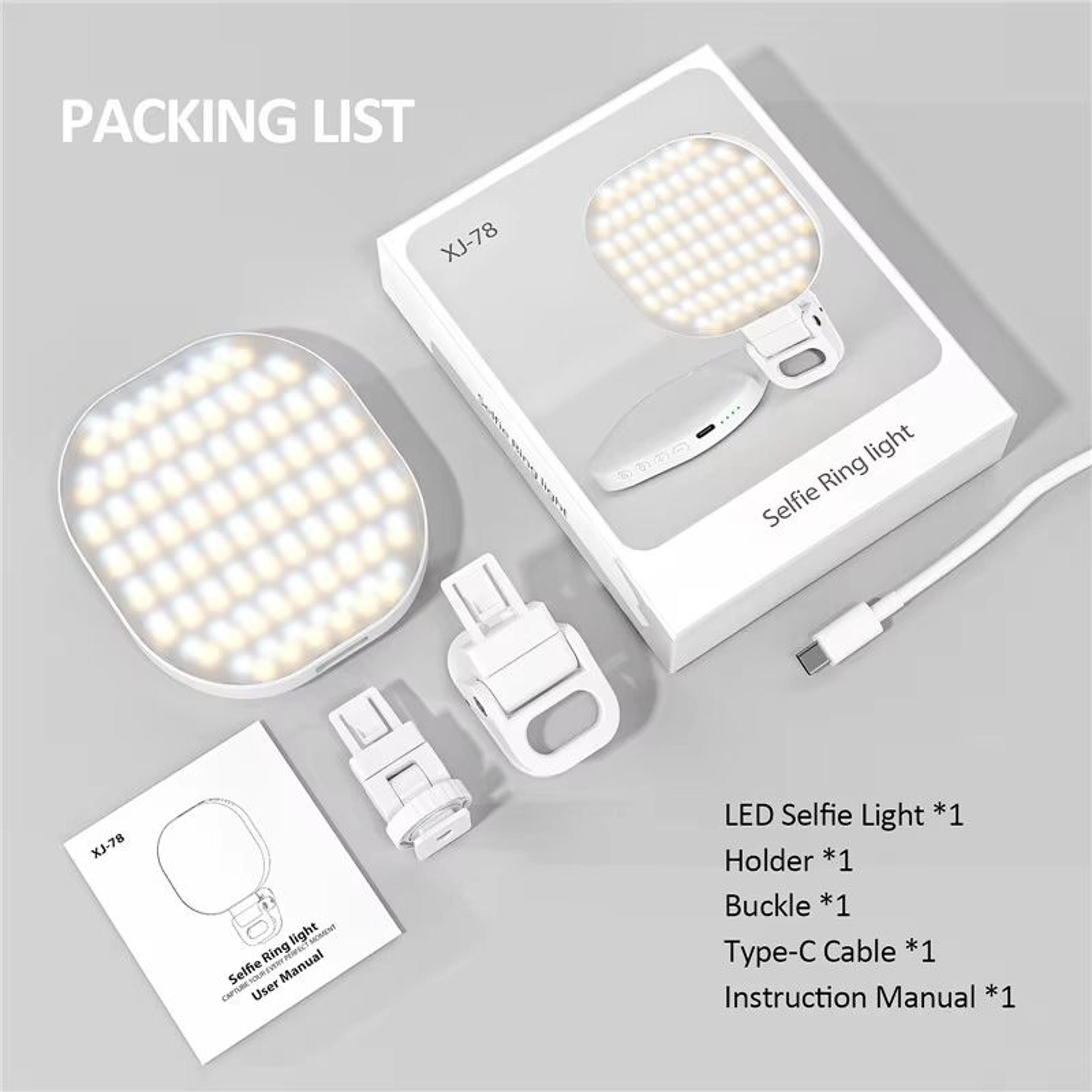 Rechargeable Selfie Light Clip On LED Phone Fill Light For TikTok Live Streaming And Video Conferen 6