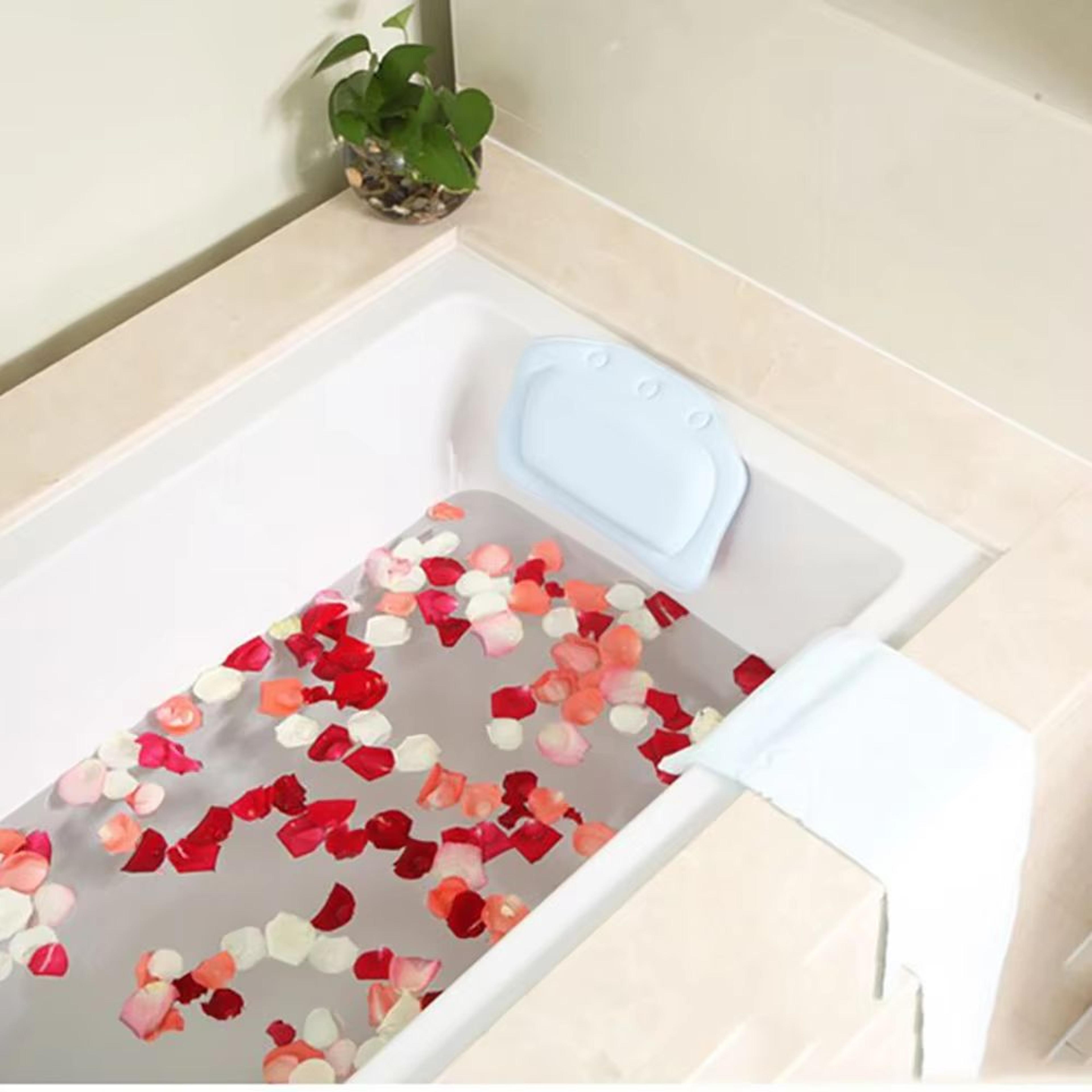 Soft Spa Bath Pillow Non Slip Bathtub Neck Support Pillow With Suction Cups 130G 5