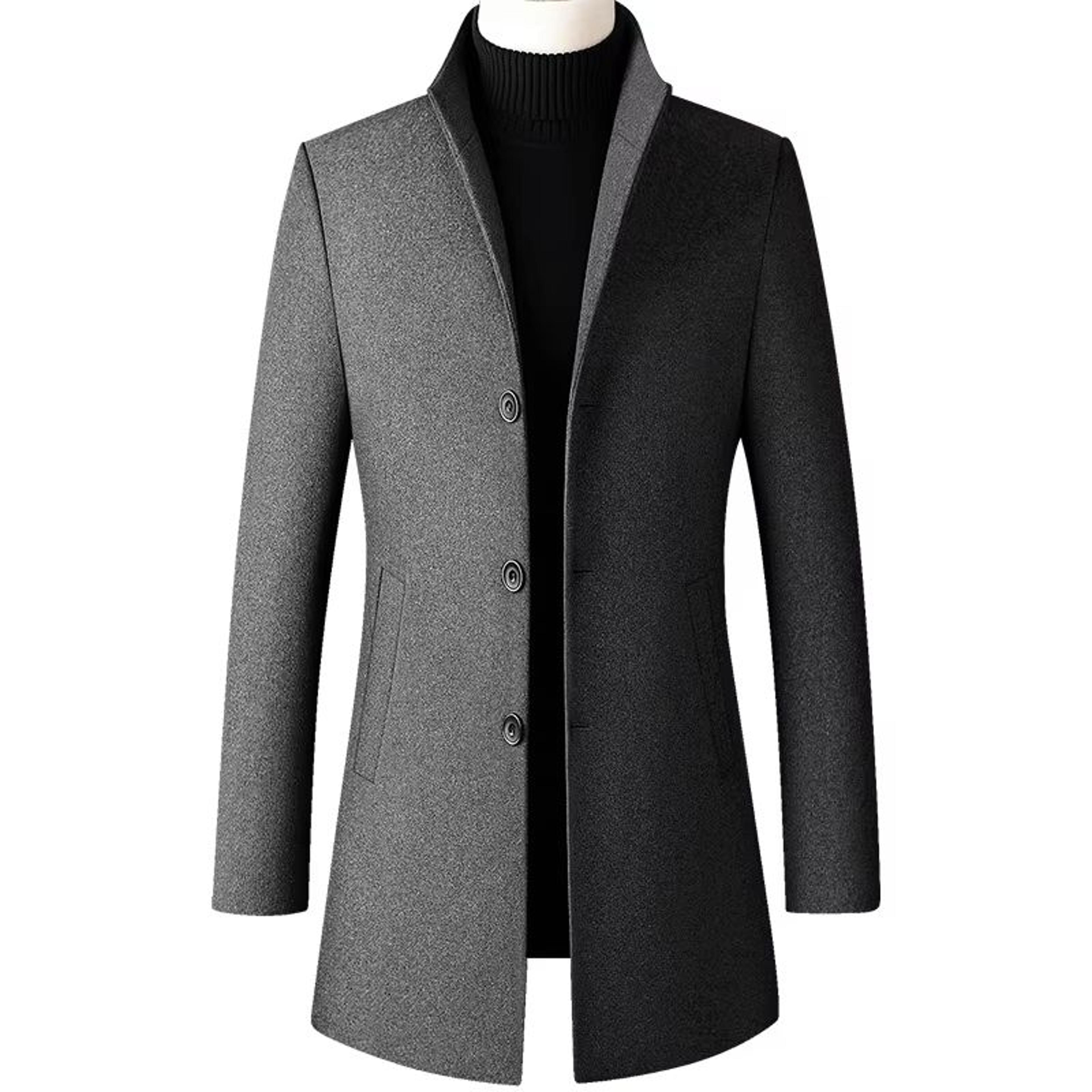 Oversized Mens Wool Pea Coat  Classic Mens Wool Overcoat Business Casual Winter Jacket 4XL 1