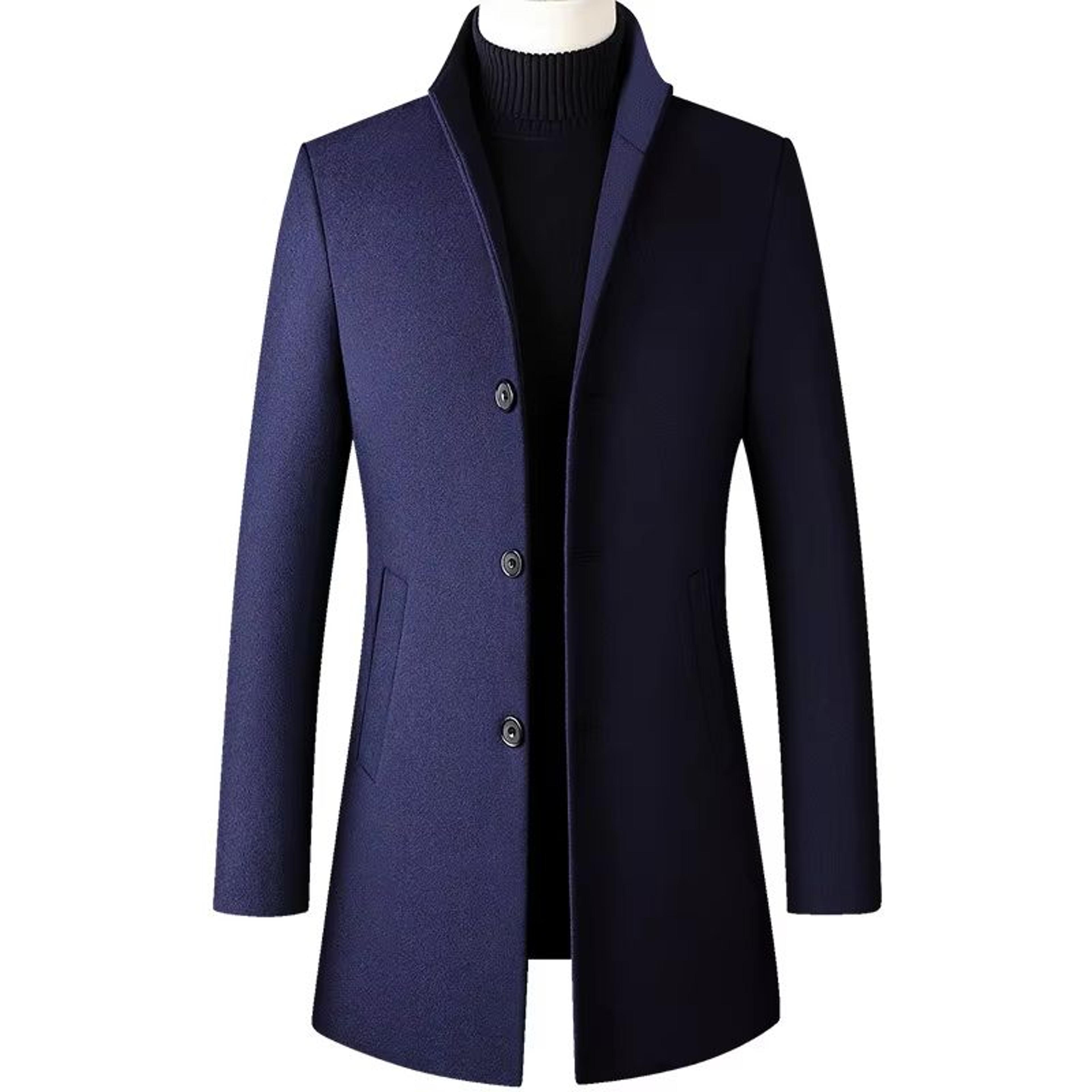 Oversized Mens Wool Pea Coat  Classic Mens Wool Overcoat Business Casual Winter Jacket 4XL 3