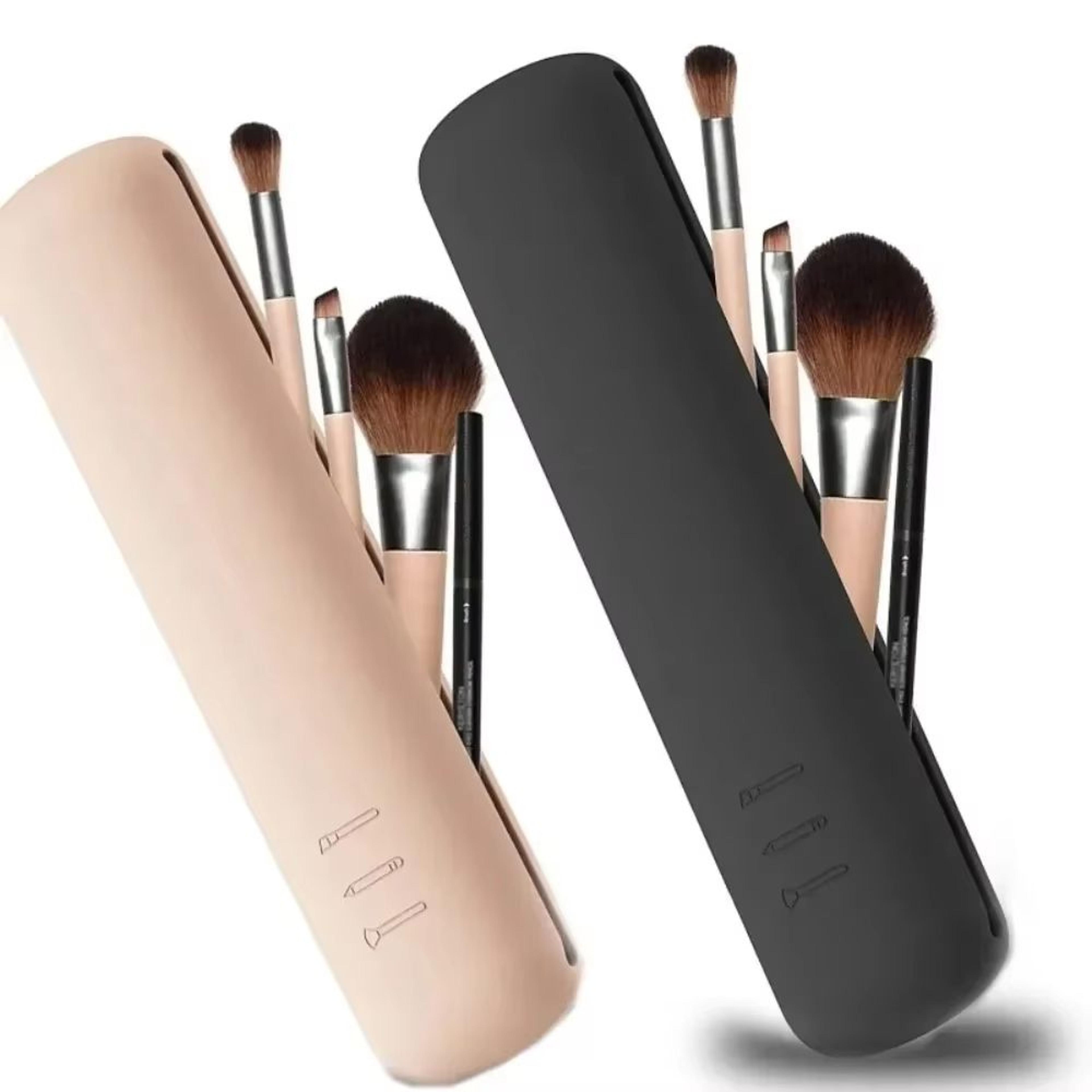 portable silicone makeup brush holder – waterproof travel makeup brush case with sponge storage