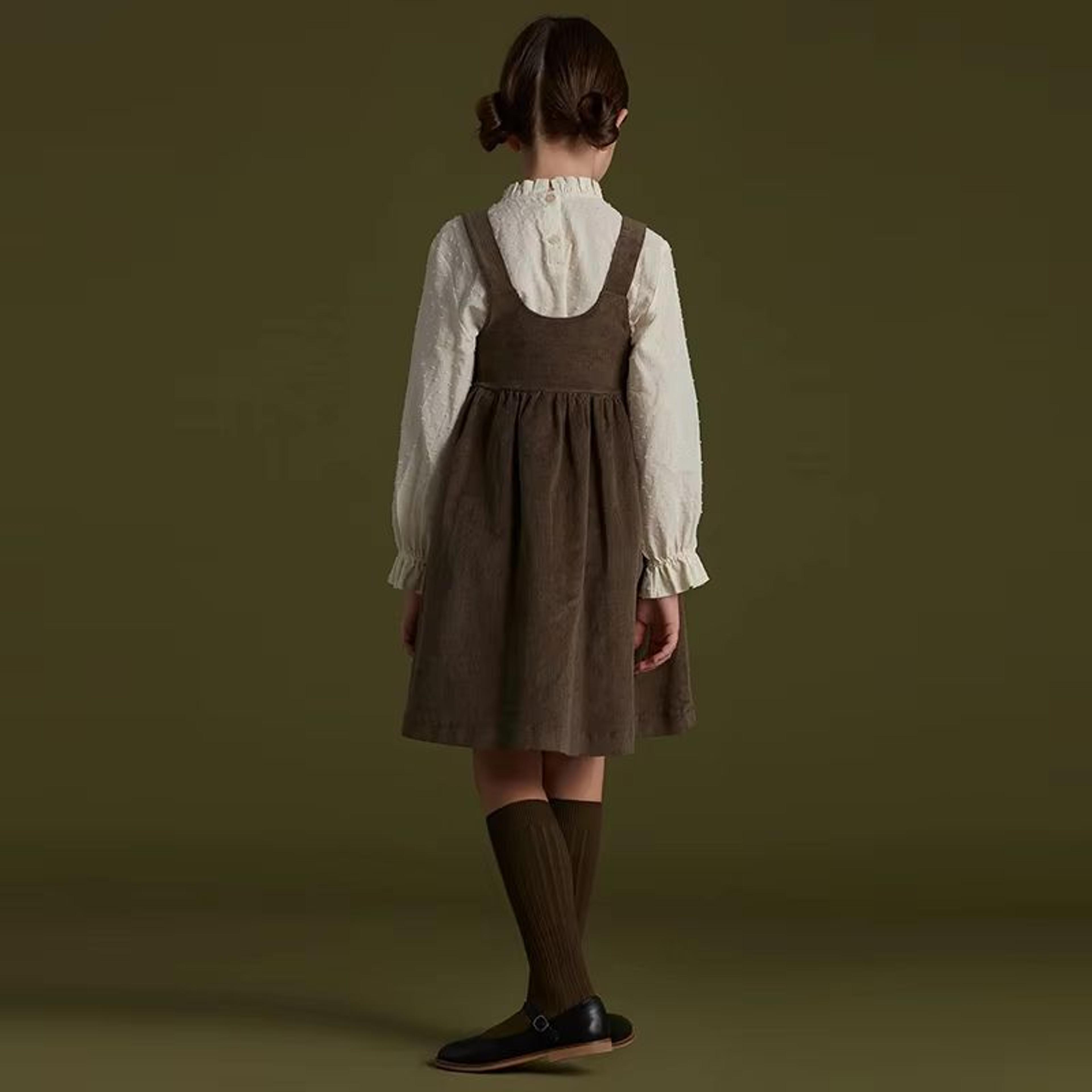 Retro Girls Corduroy Dress Adjustable Strap Toddler Pinafore Dress Sleeveless Casual Kids Corduroy  4