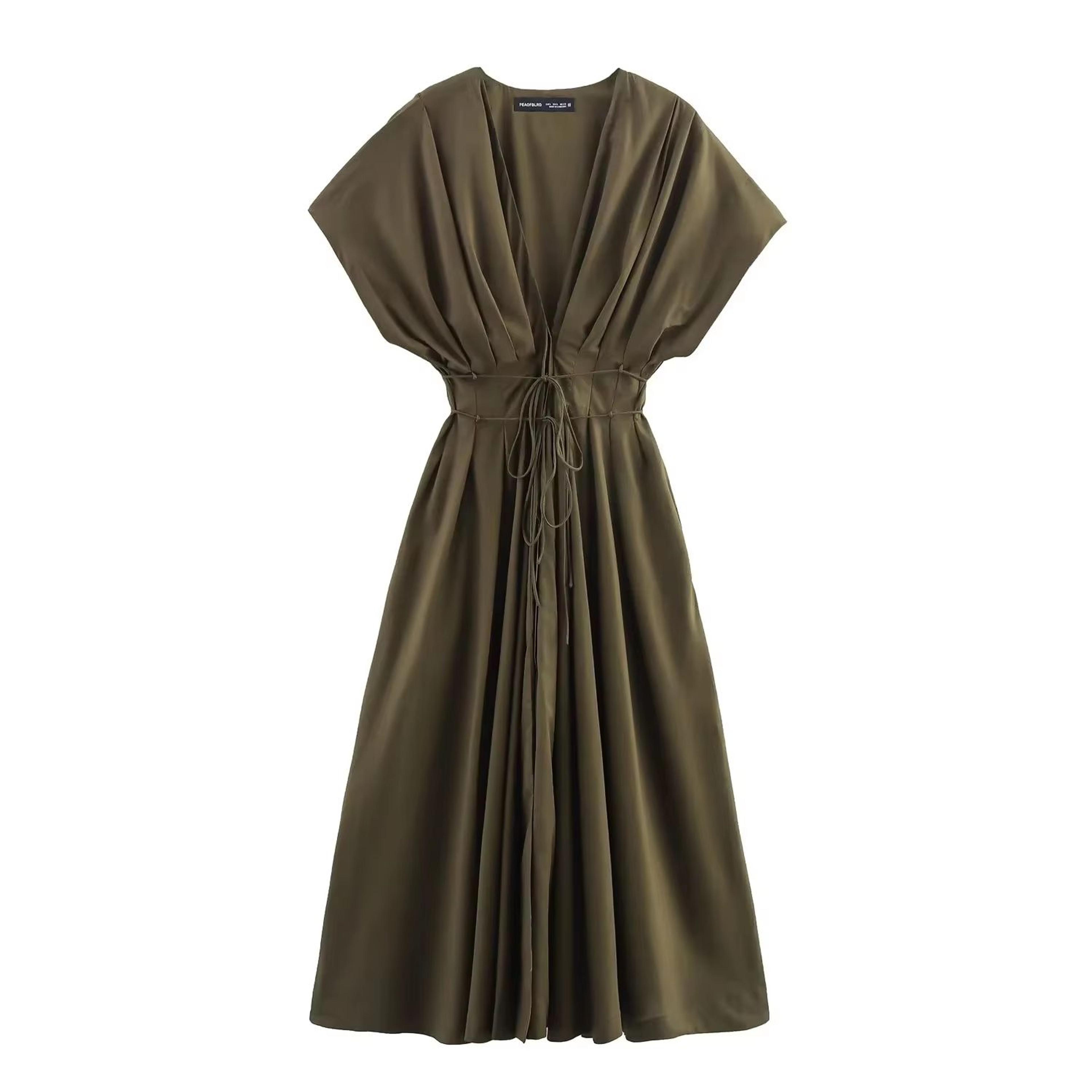 KONDALA Vintage V Neck Dress Sleeveless Single Breasted Women Dress Chic Brown Summer Dress 7