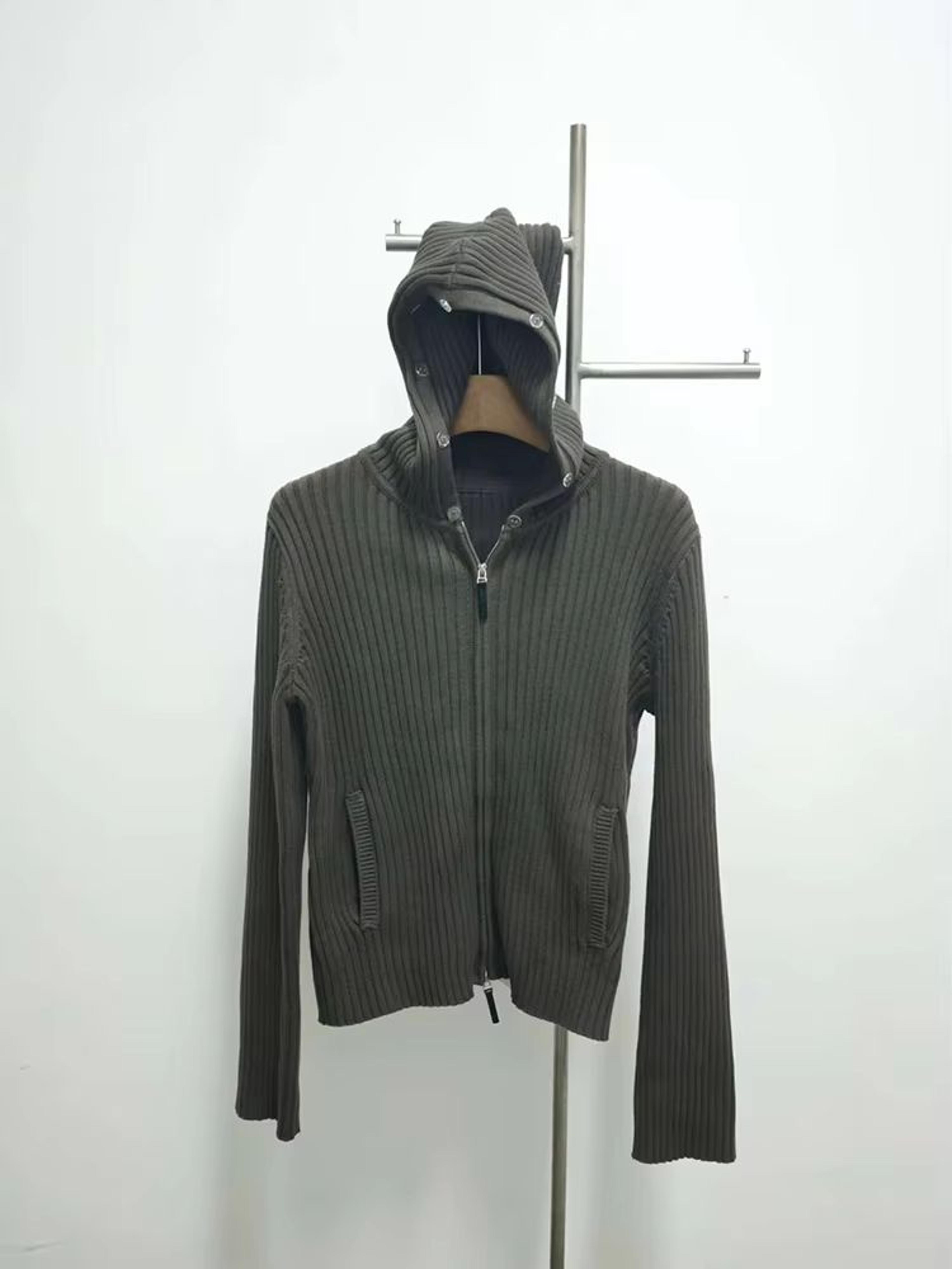 Military Green Oversized Fur Collar Jacket With Hooded Zip Knit Sweater Coat For Women 1