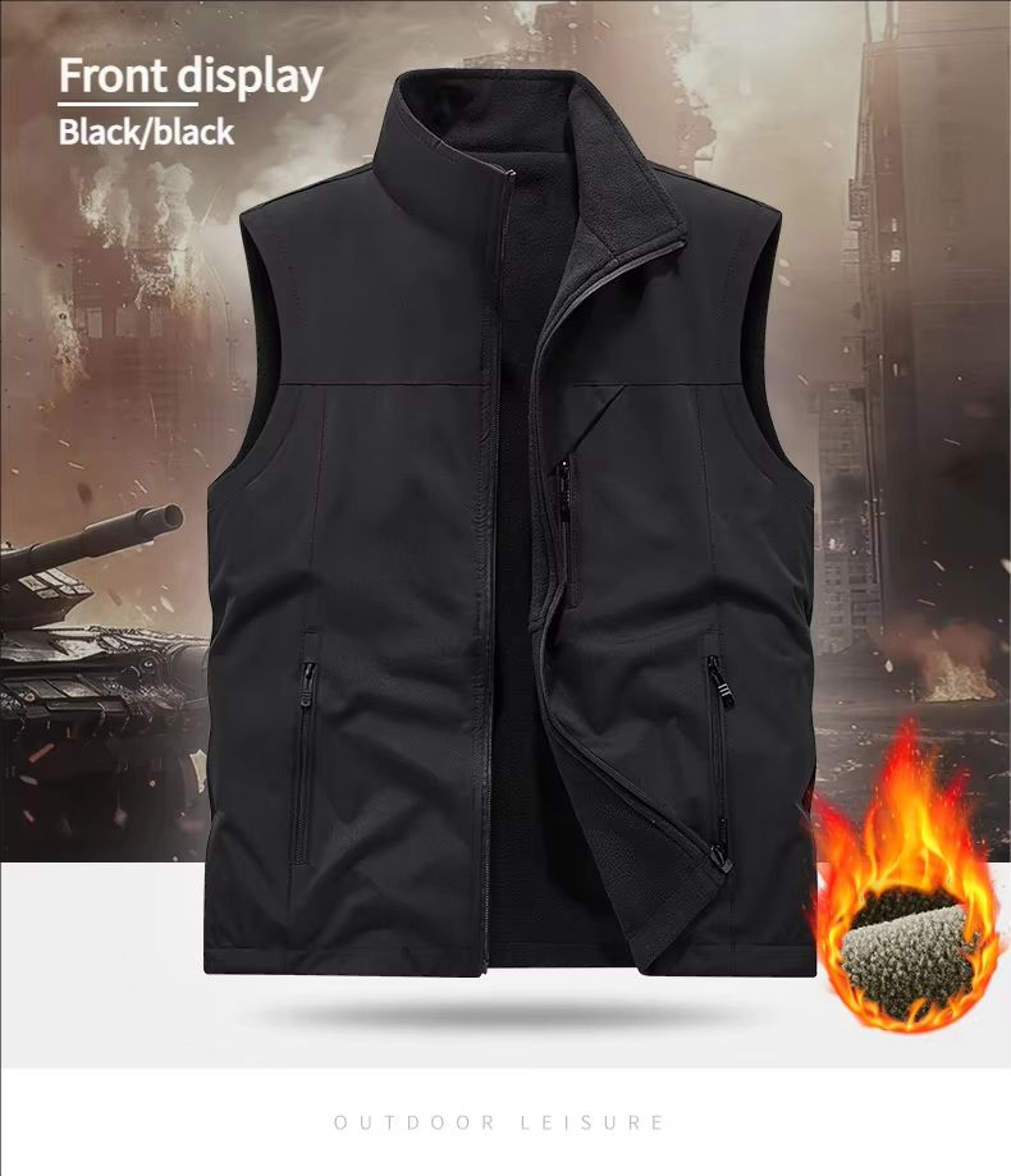 Mens Fleece Tactical Vest Warm Outdoor Hunting Fishing Vest Multi Pocket Military Waistcoat 2