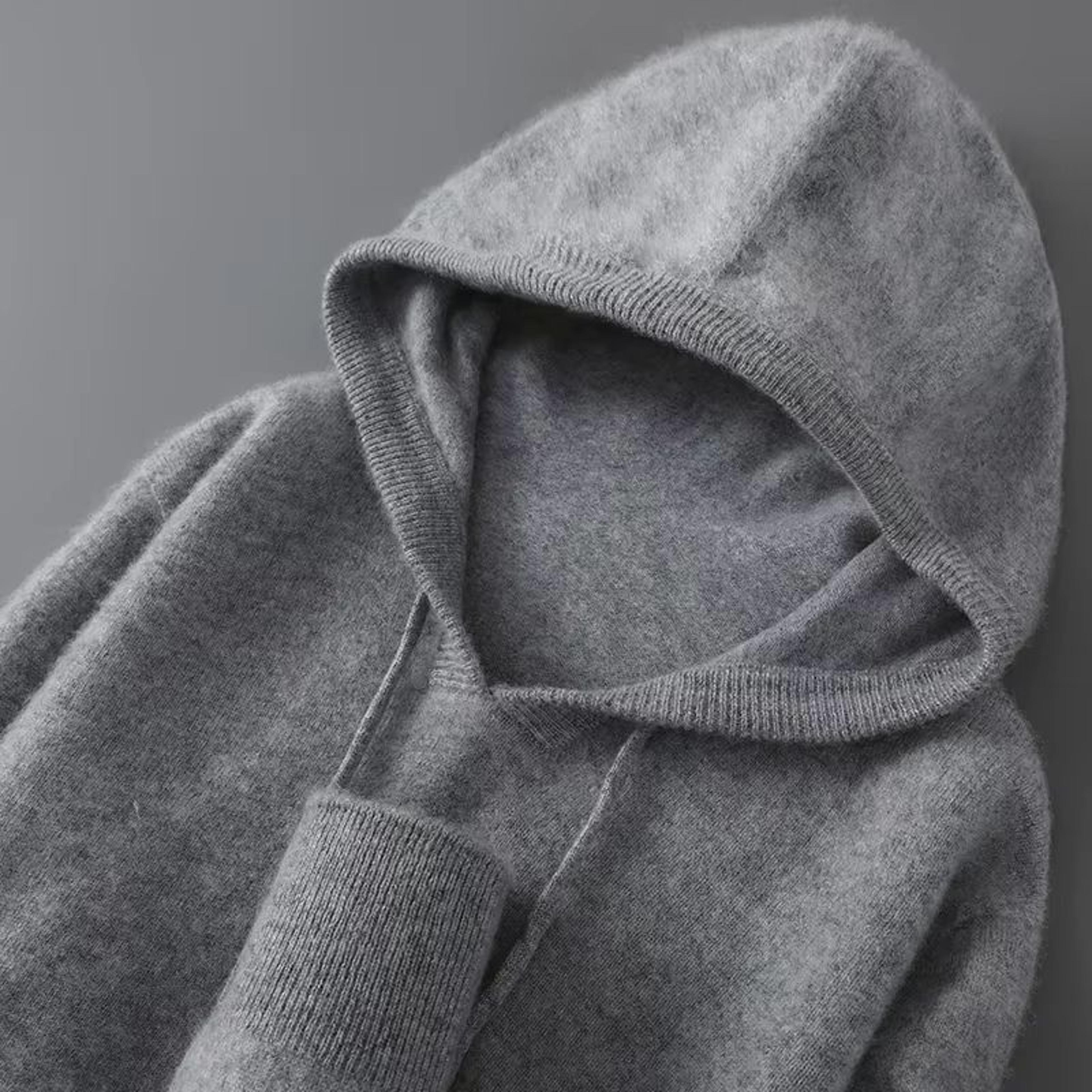 Mens Merino Wool Hooded Sweater Thick Warm Pullover Casual Winter Knit Hoodie 8