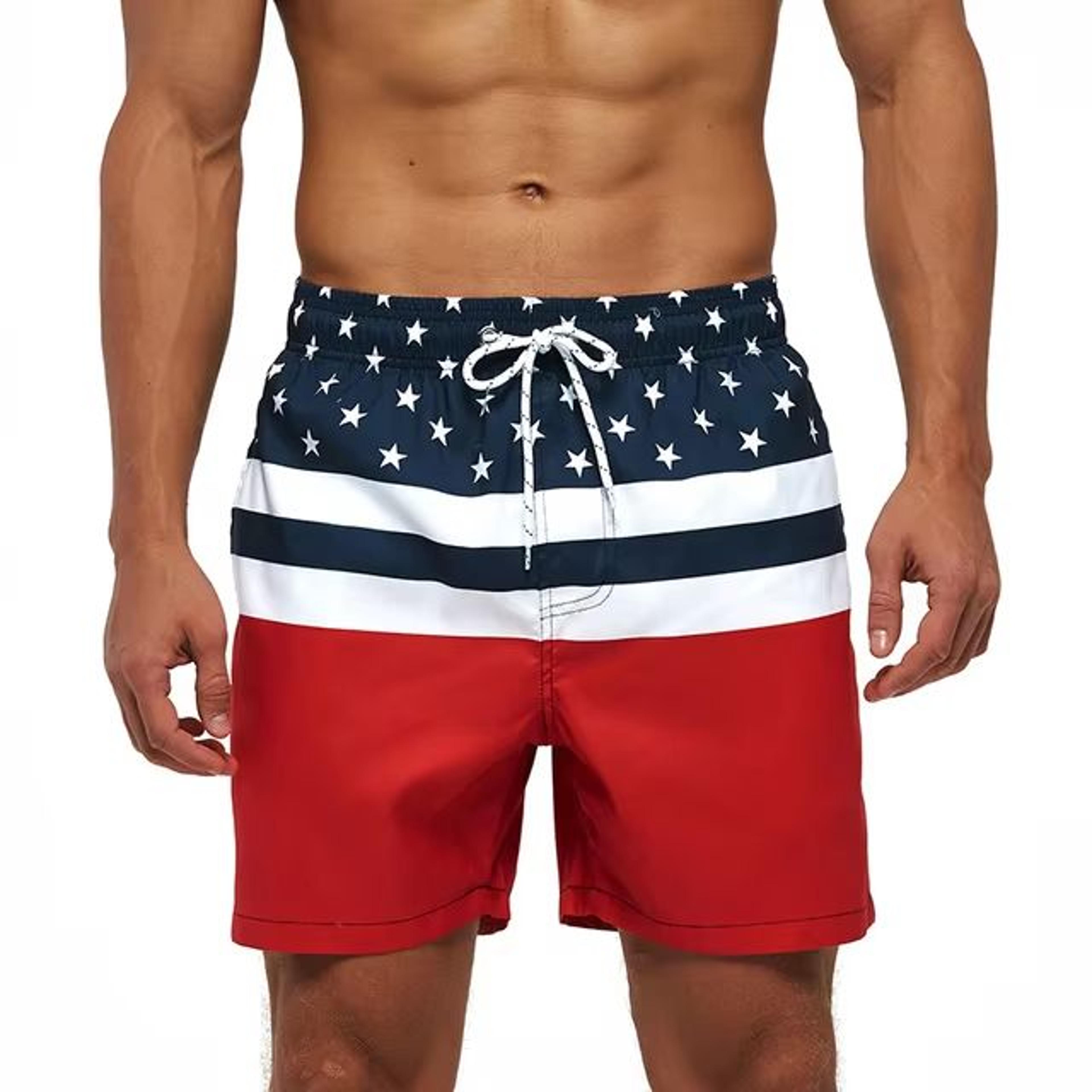 DATIFER Mens Beach Print Swim Shorts  Quick Dry Surf Swim Trunks With Pockets 5