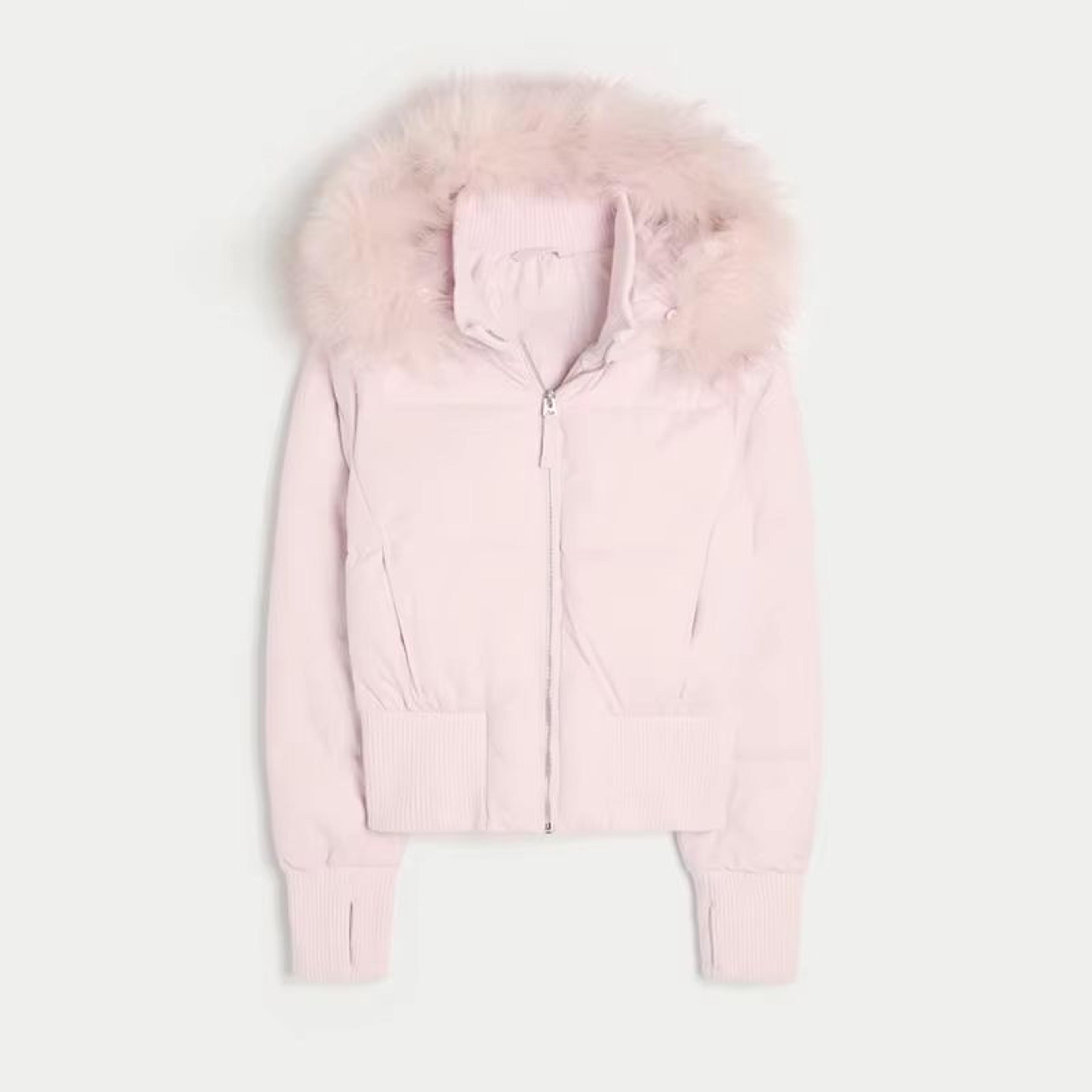 Chic Cropped Womens Faux Fur Hooded Quilted Jacket With Zipper Pockets 6