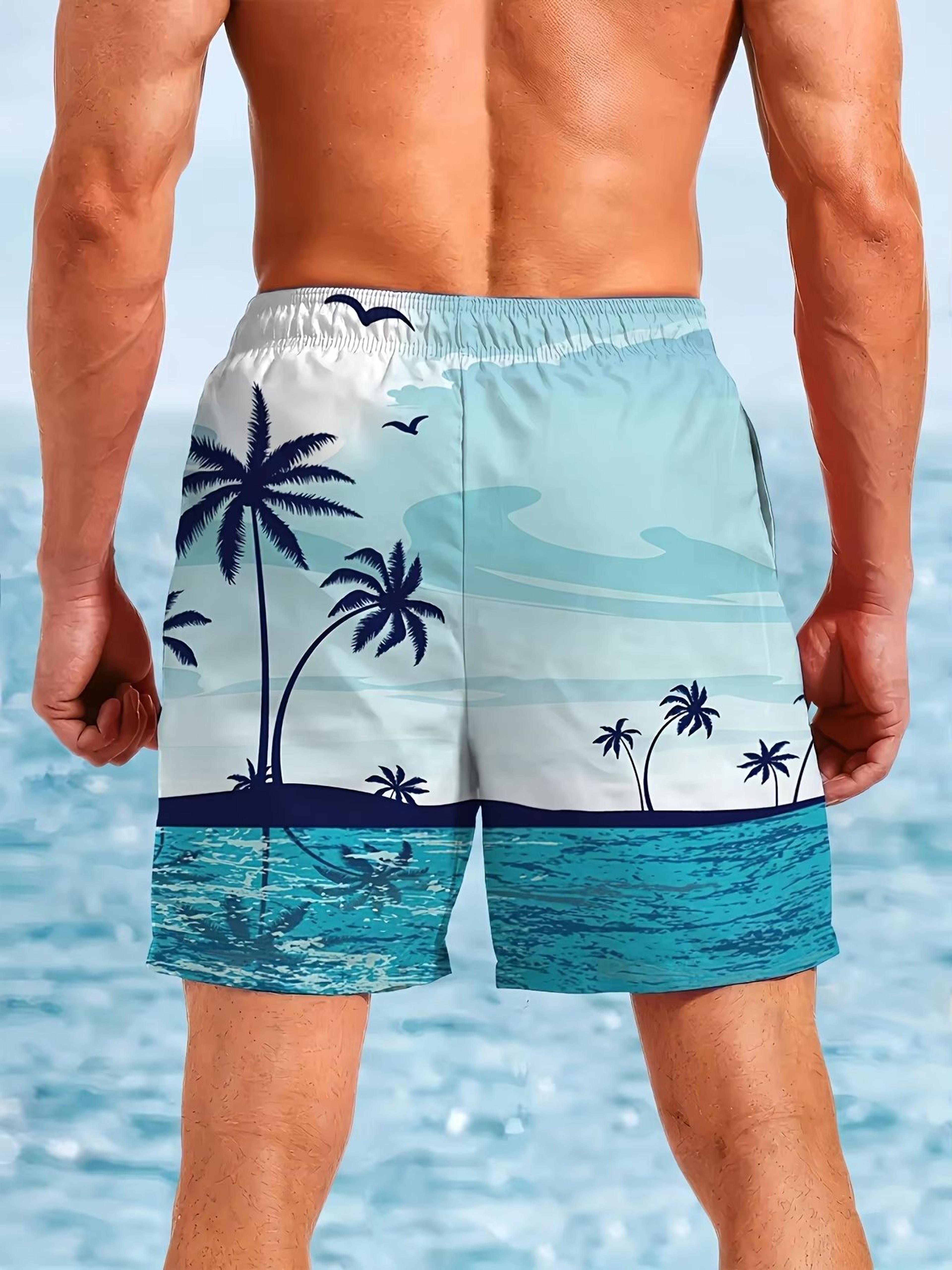 Mens Palm Tree Swim Trunks  Quick Dry 3D Printed Beach Shorts For Surfing And Summer 3