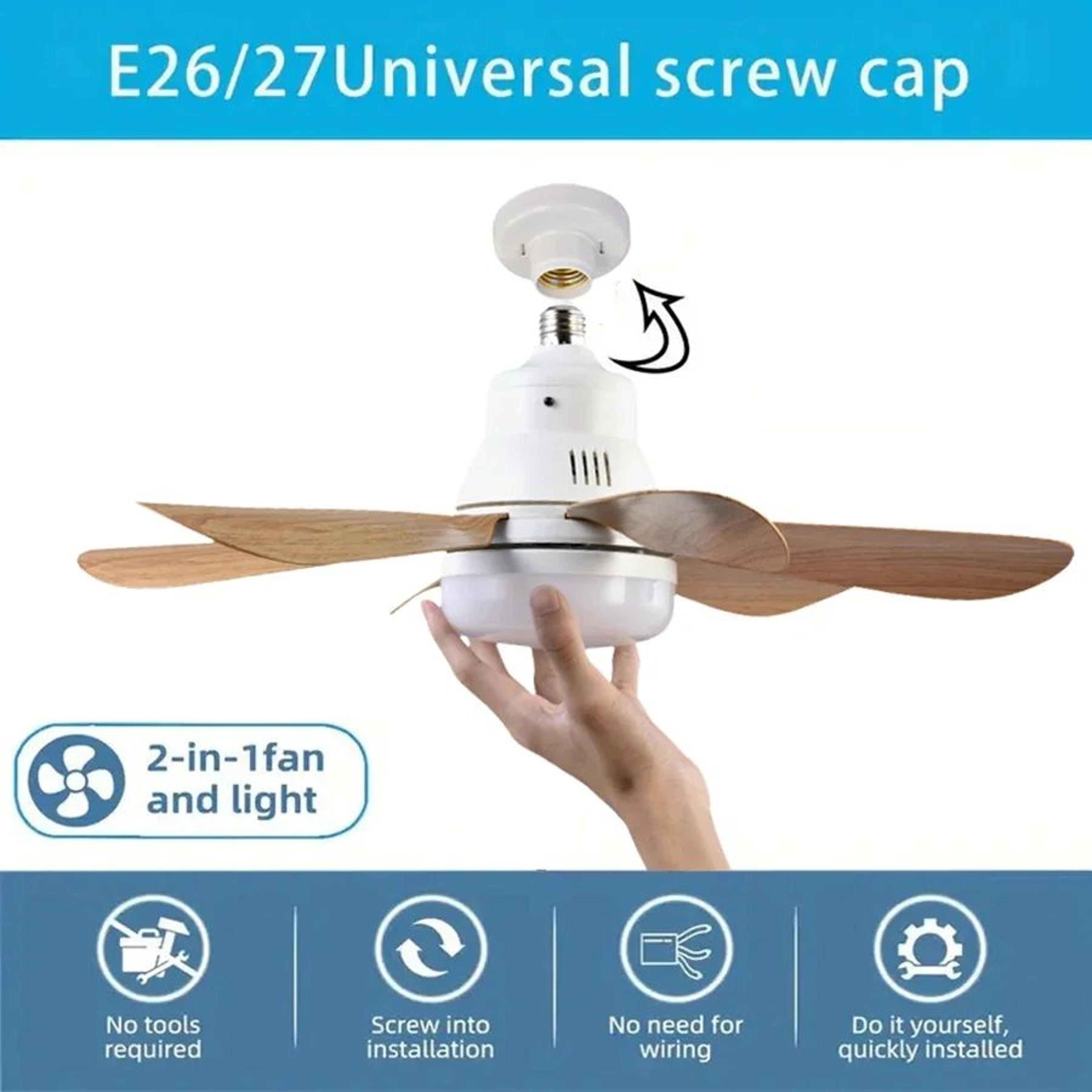 Modern Socket Ceiling Fan Light With Remote  Wood Grain LED Fan Light 6Blade Design 4