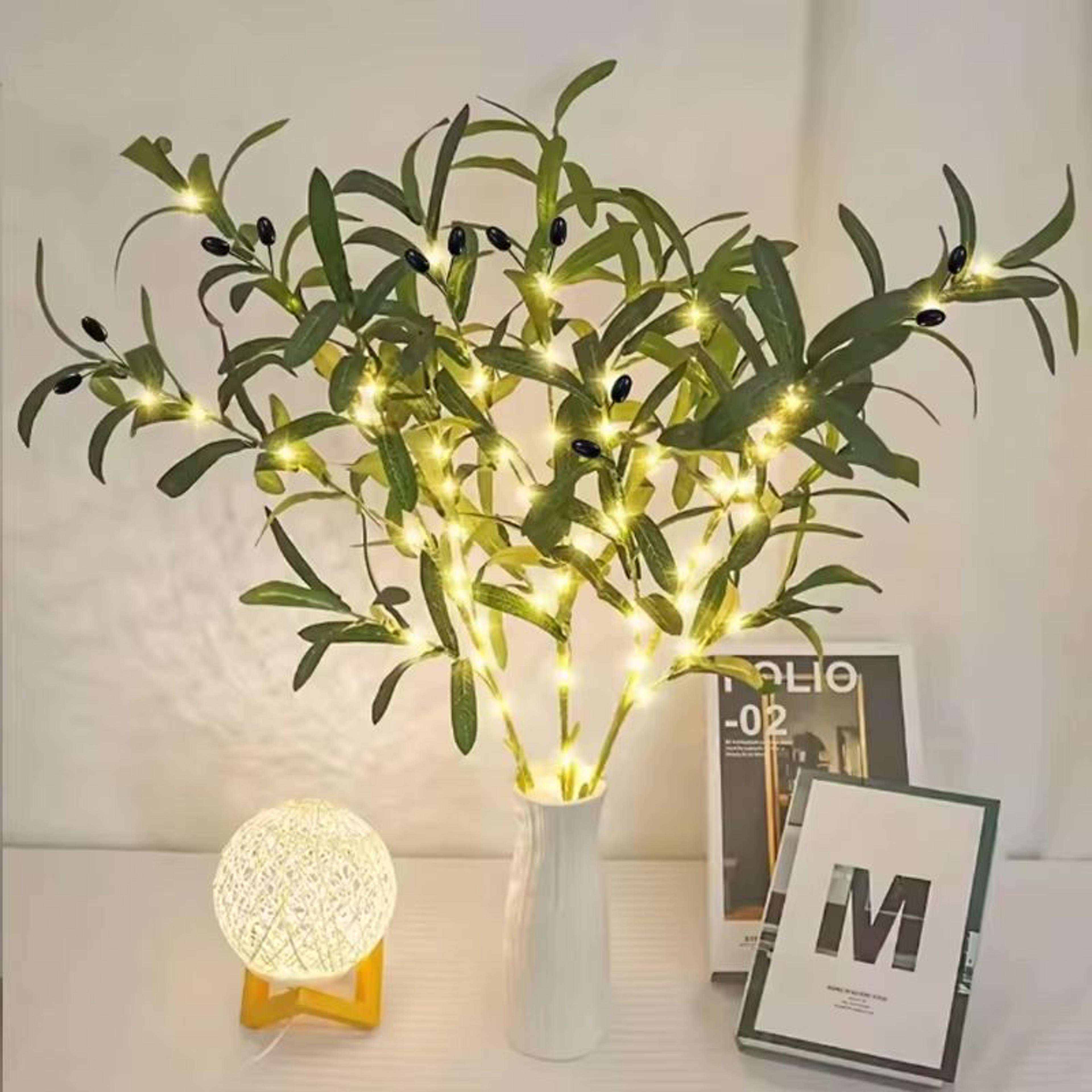 Battery Powered Olive Branch Fairy Lights  Decorative Olive Leaf String Lights For Vases  Room Deco 0